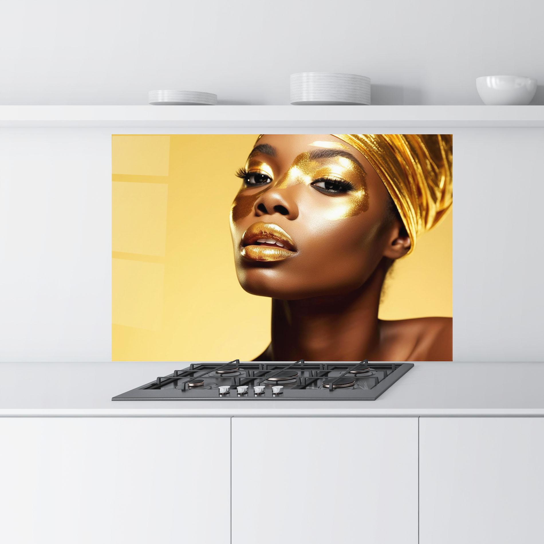 Panou Sticla Bucatarie Gold Headdress mockup 9