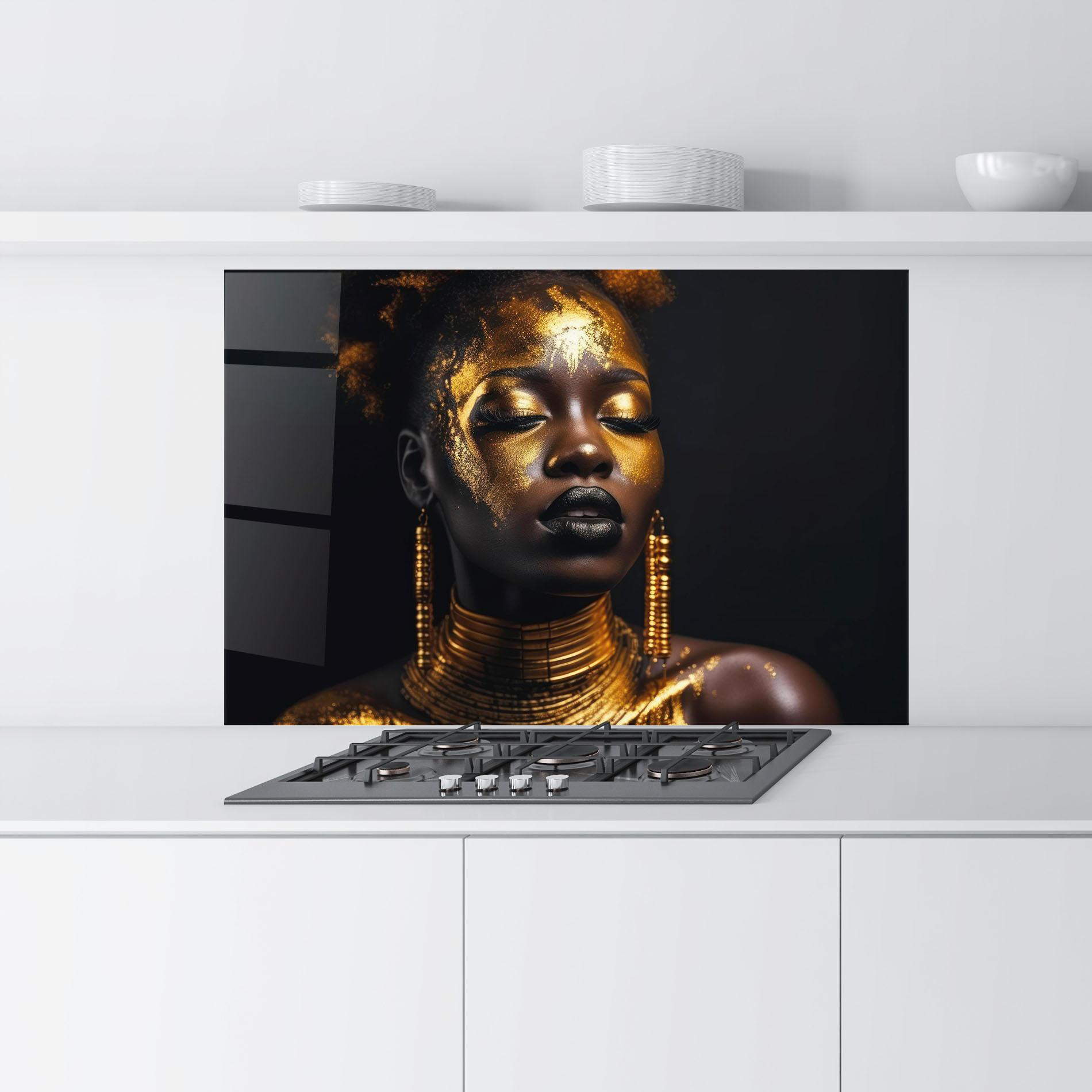 Panou Sticla Bucatarie Gold Makeup Black Lips mockup 9