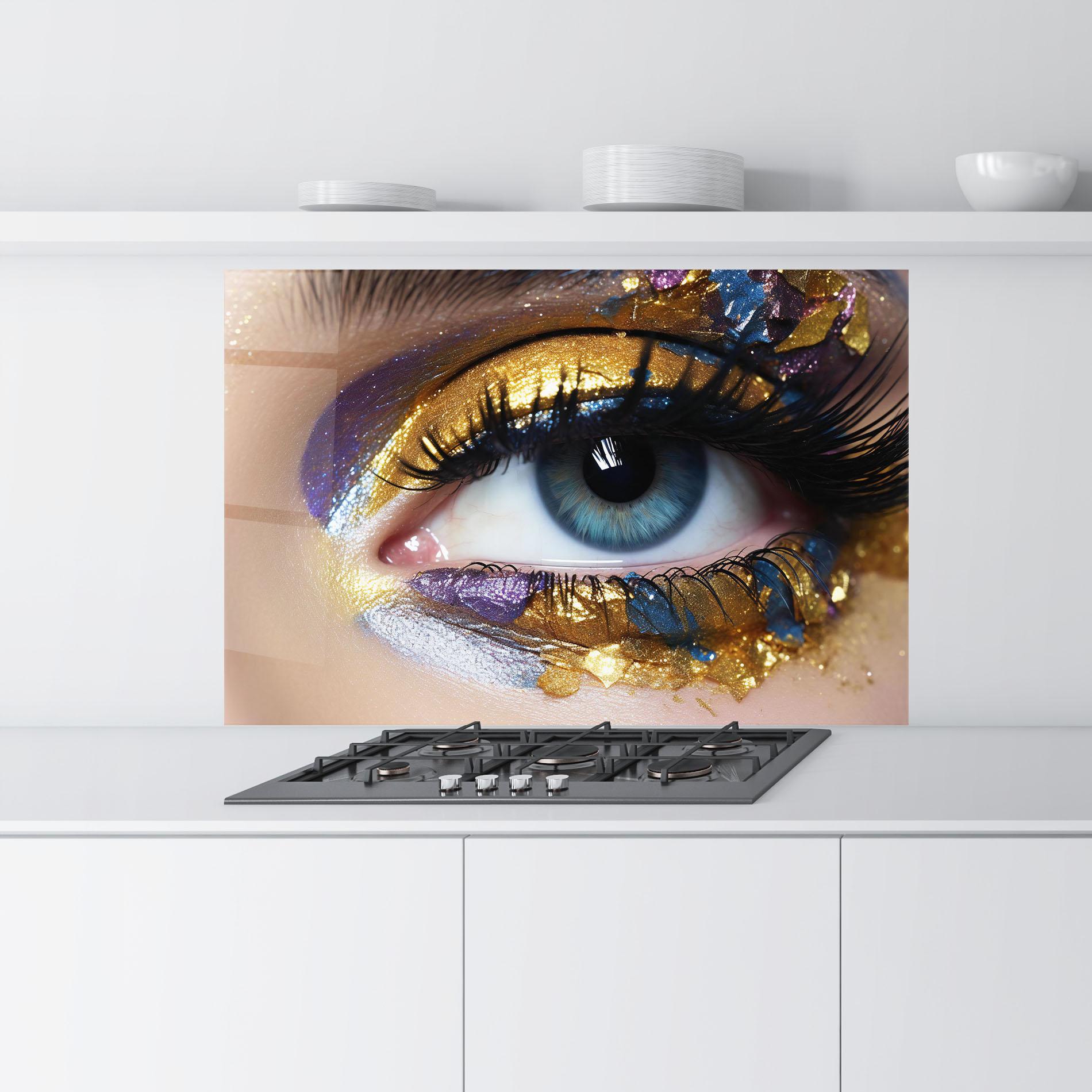 Panou Sticla Bucatarie Golden Purple Make Up mockup 9