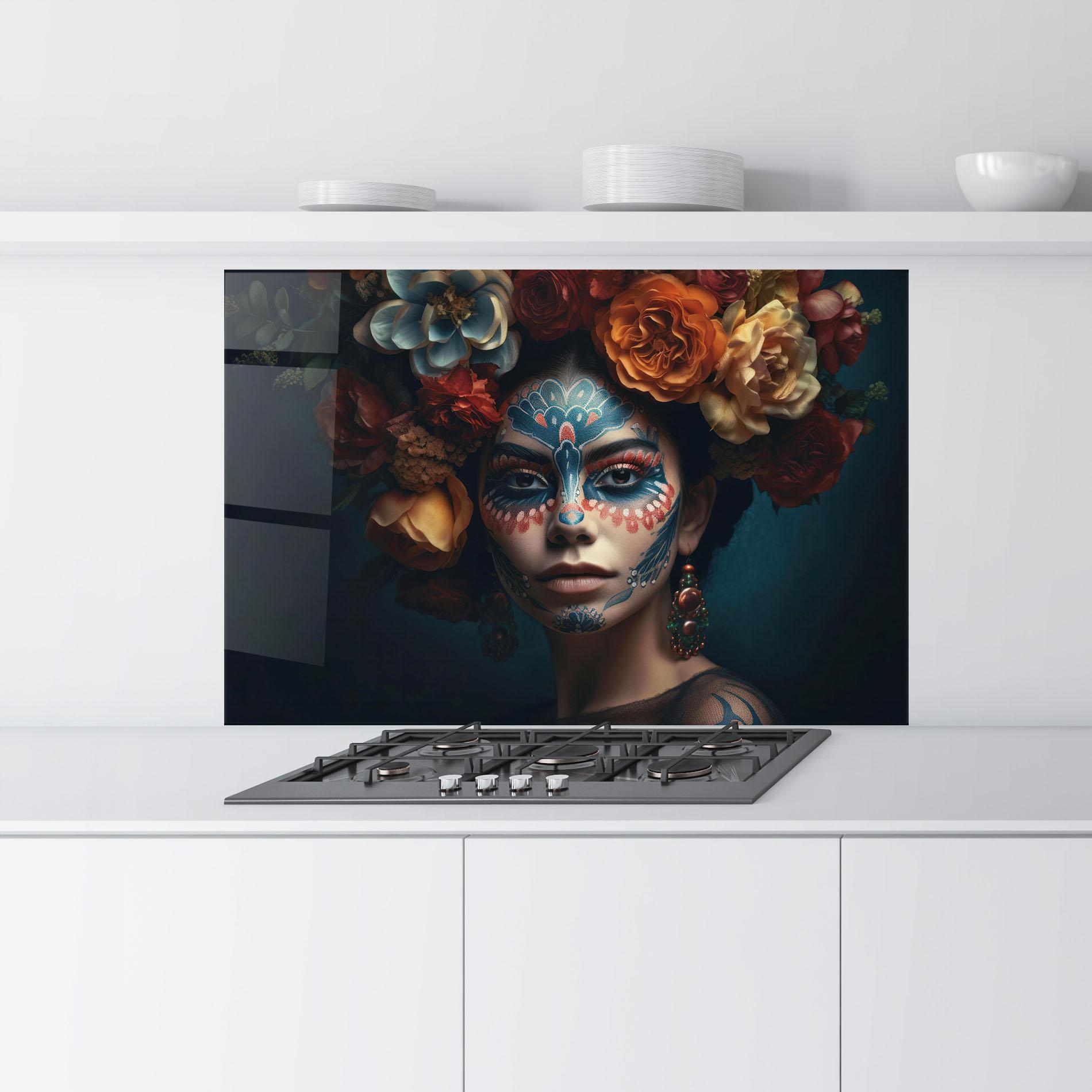 Panou Sticla Bucatarie Skull Makeup mockup 9