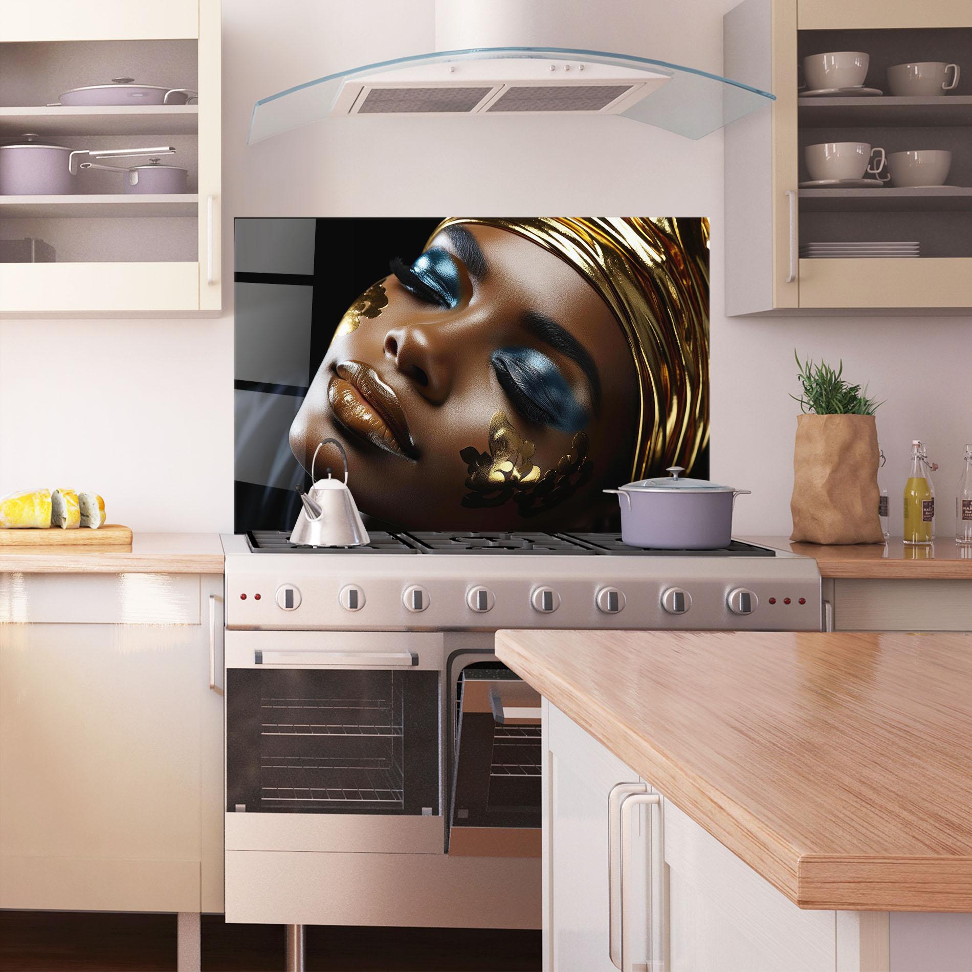 Panou Sticla Bucatarie Dark Blue Makeup mockup 1