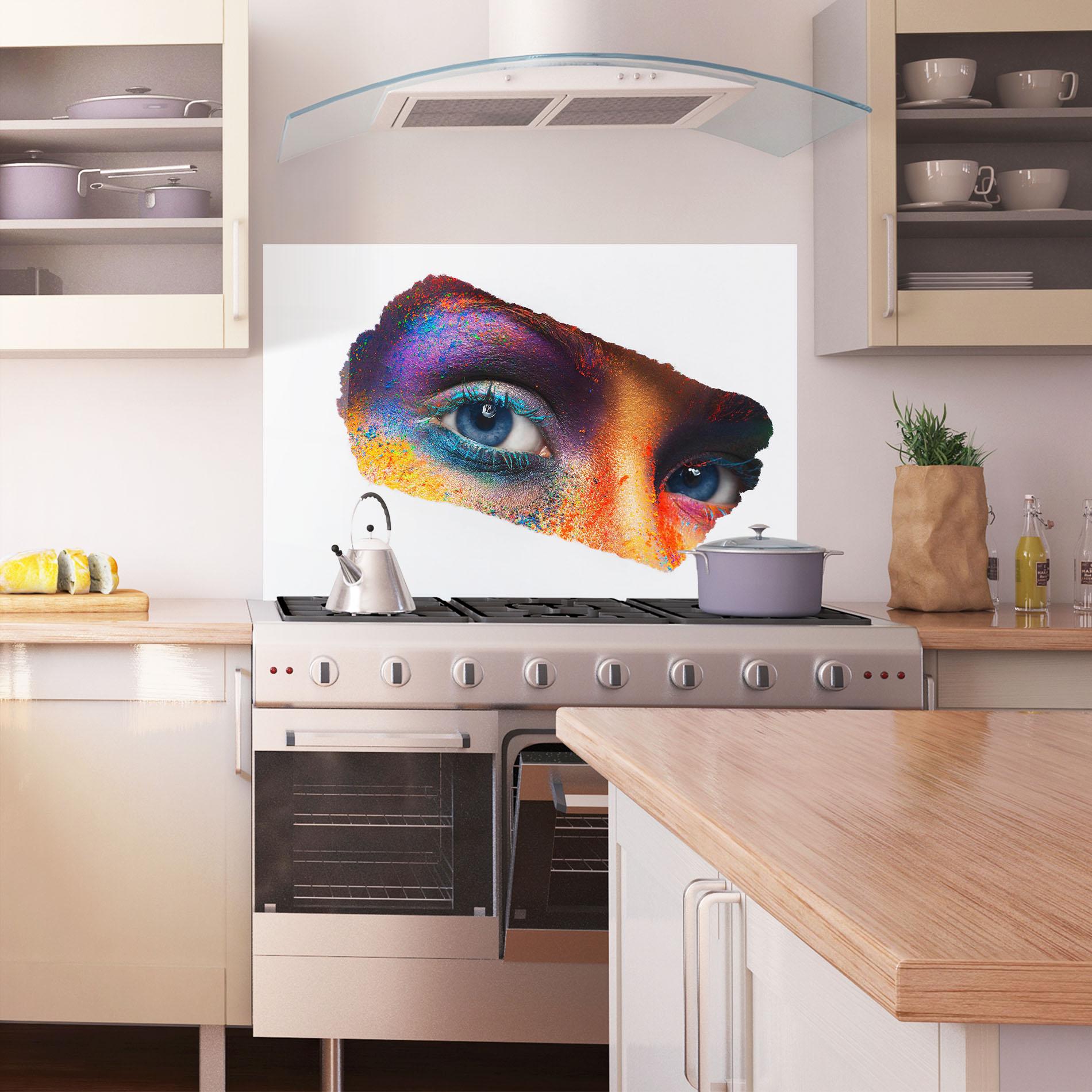 Panou Sticla Bucatarie Female Colourful Makeup mockup 1