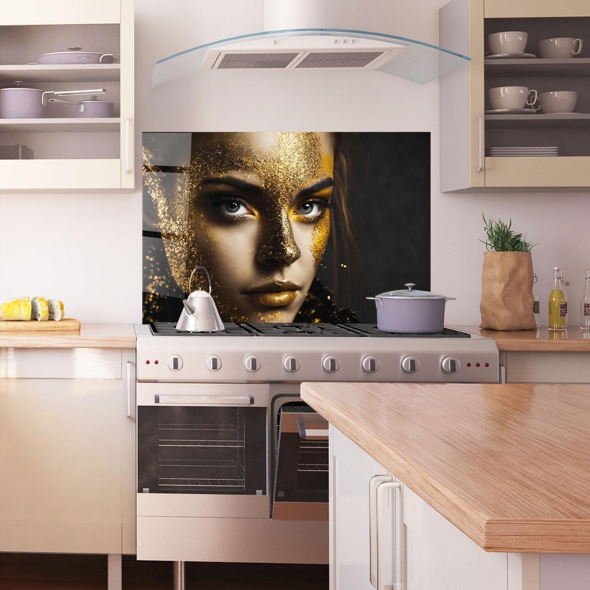 Panou Sticla Bucatarie Grey Cat Eye Makeup mockup 1