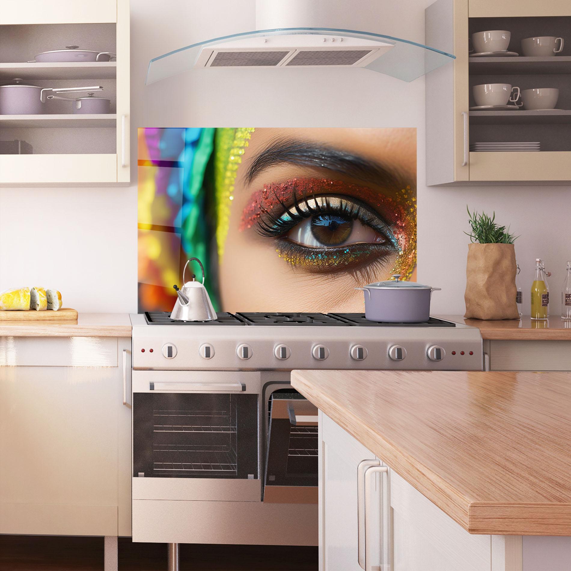 Panou Sticla Bucatarie Rainbow Pattern Makeup mockup 1