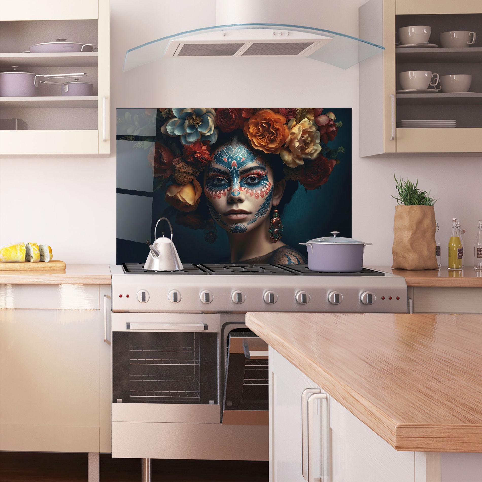 Panou Sticla Bucatarie Skull Makeup mockup 1