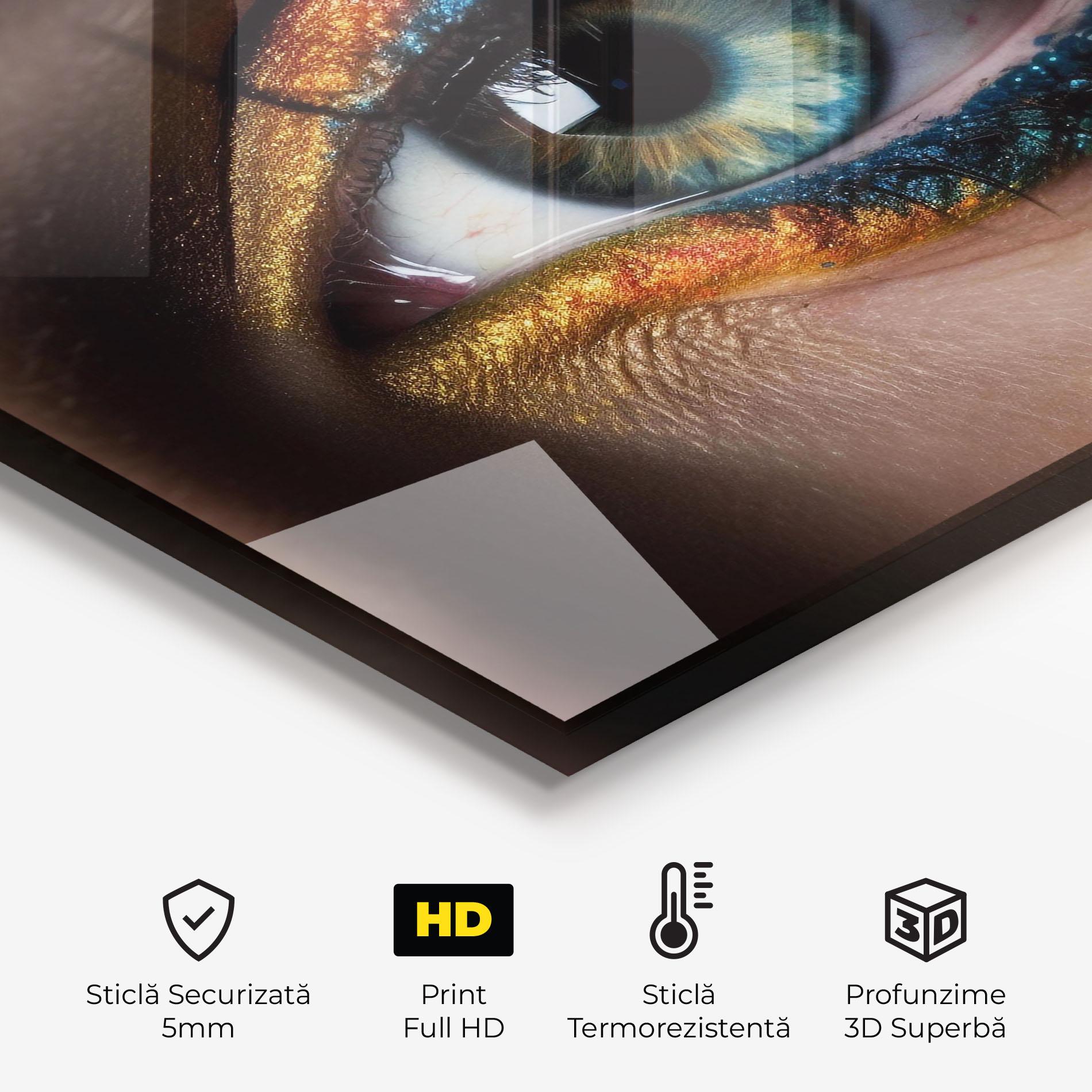 Panou Sticla Bucatarie Blue Green Eye Makeup mockup 2