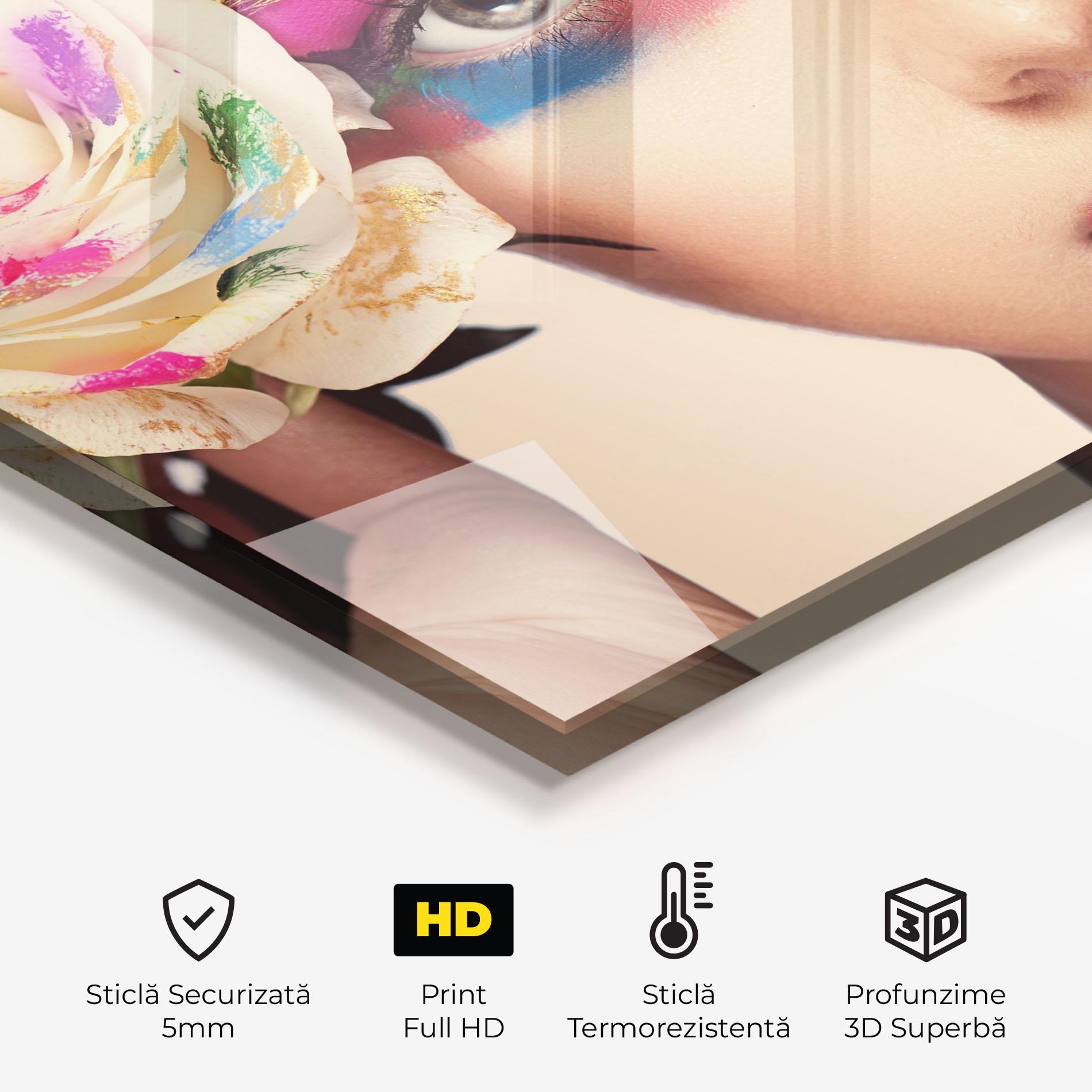 Panou Sticla Bucatarie Colorful Makeup Girl mockup 2