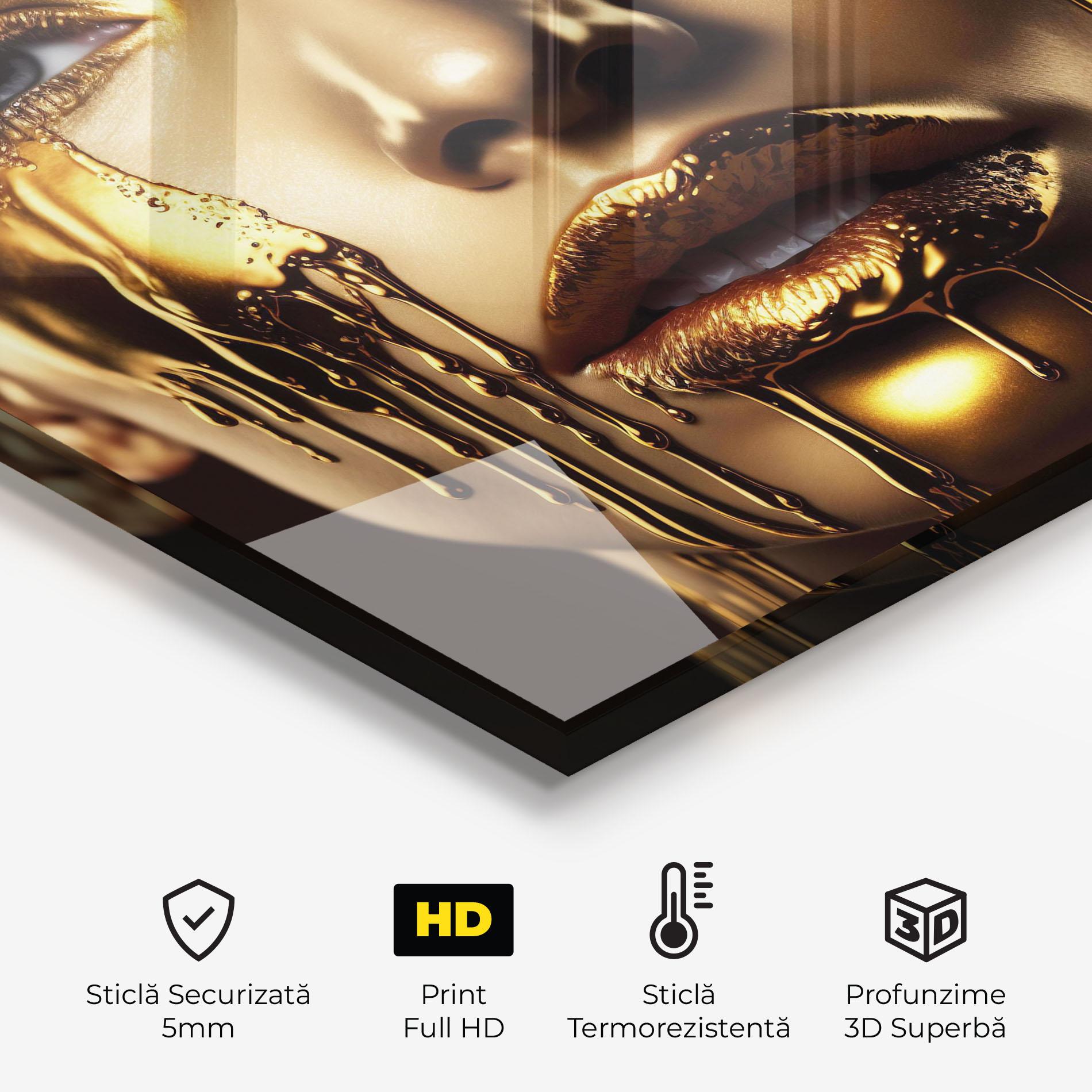 Panou Sticla Bucatarie Gold Dripping Makeup mockup 2