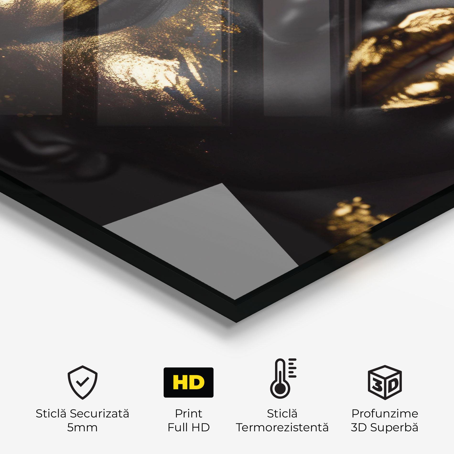 Panou Sticla Bucatarie Gold Eyes Makeup mockup 2