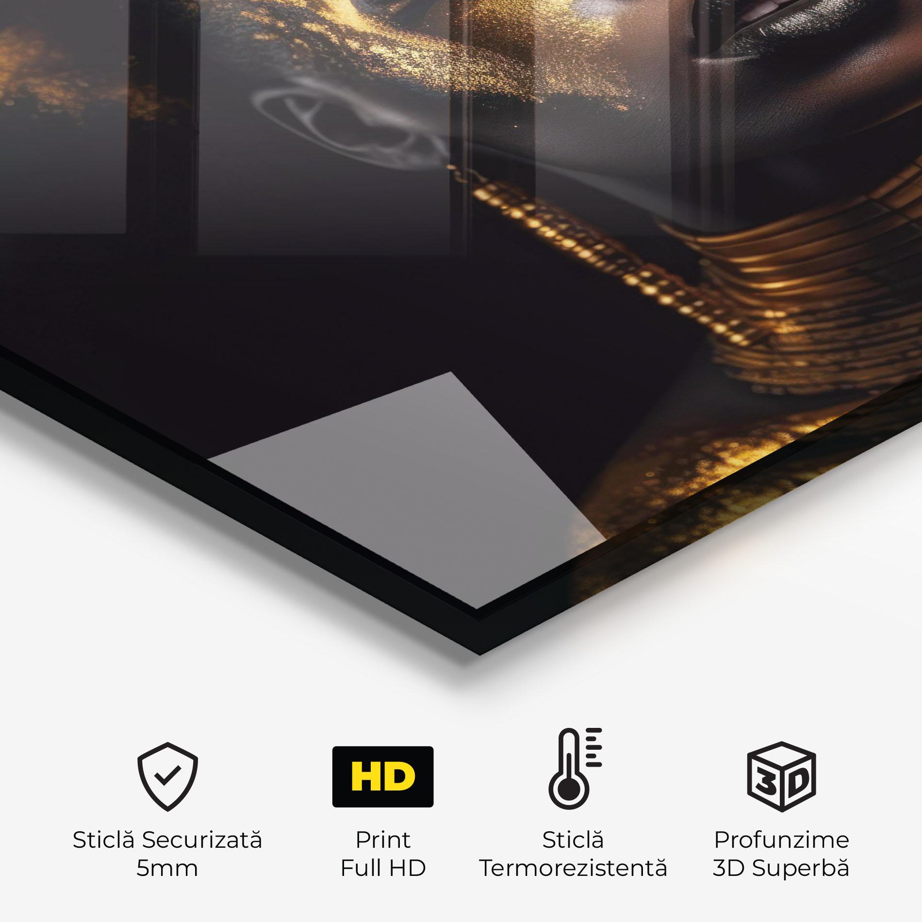 Panou Sticla Bucatarie Gold Makeup Black Lips mockup 2