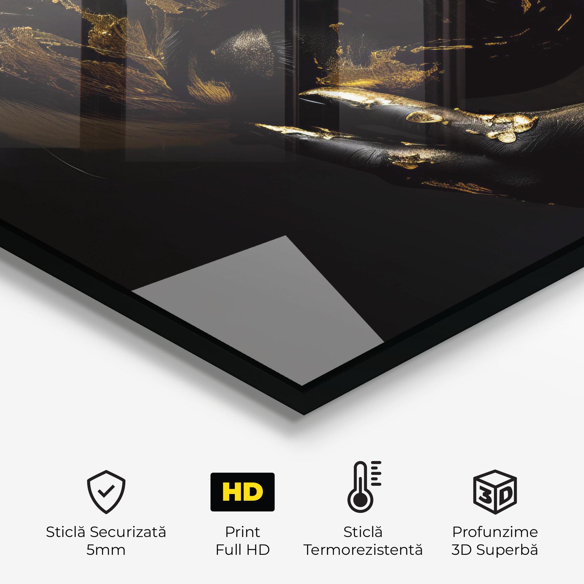 Panou Sticla Bucatarie Gold Makeup On Black mockup 2