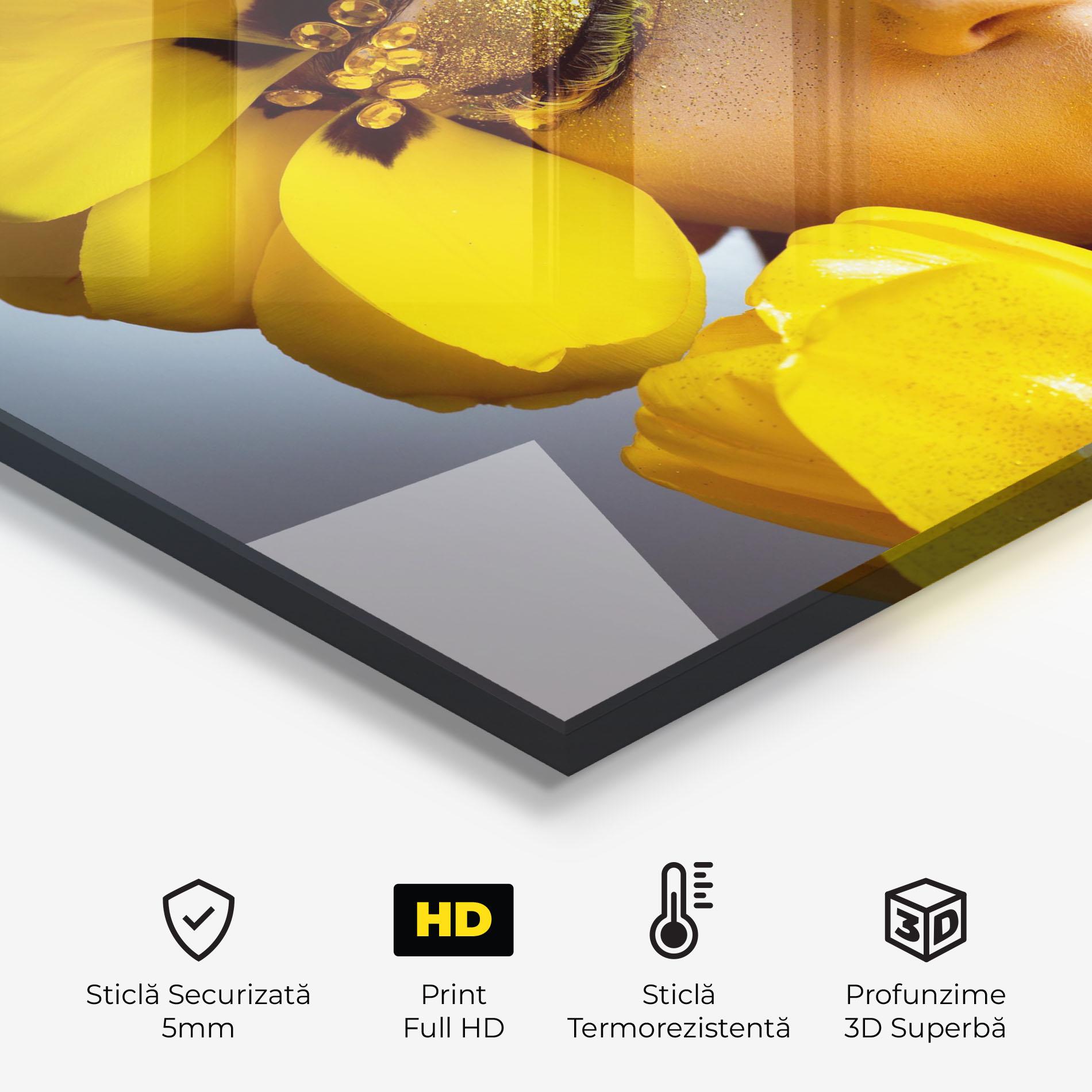 Panou Sticla Bucatarie Yellow Flowers Makeup mockup 2