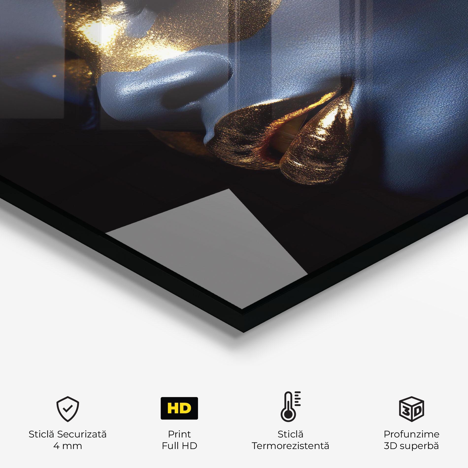 Panou Sticla Bucatarie Blue Gold Face mockup 2