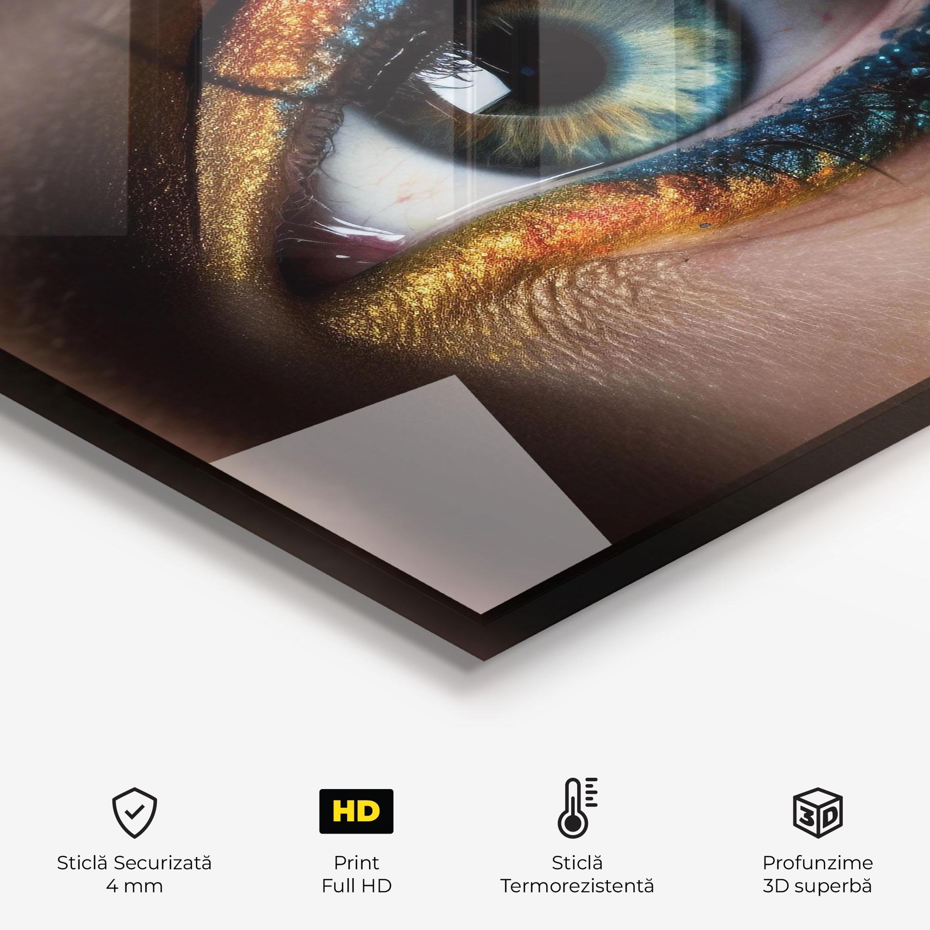 Panou Sticla Bucatarie Blue Green Eye Makeup mockup 2