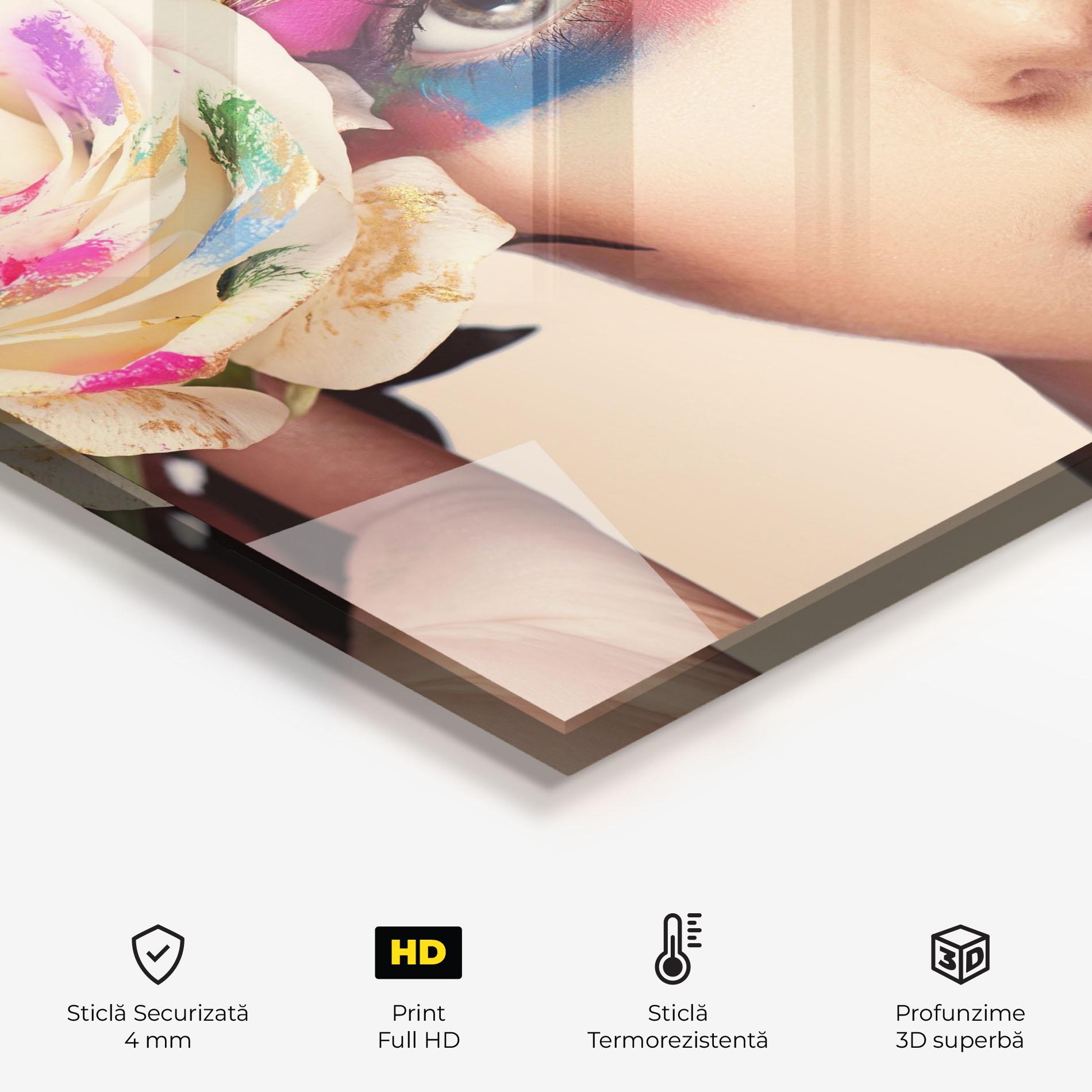 Panou Sticla Bucatarie Colorful Makeup Girl mockup 2