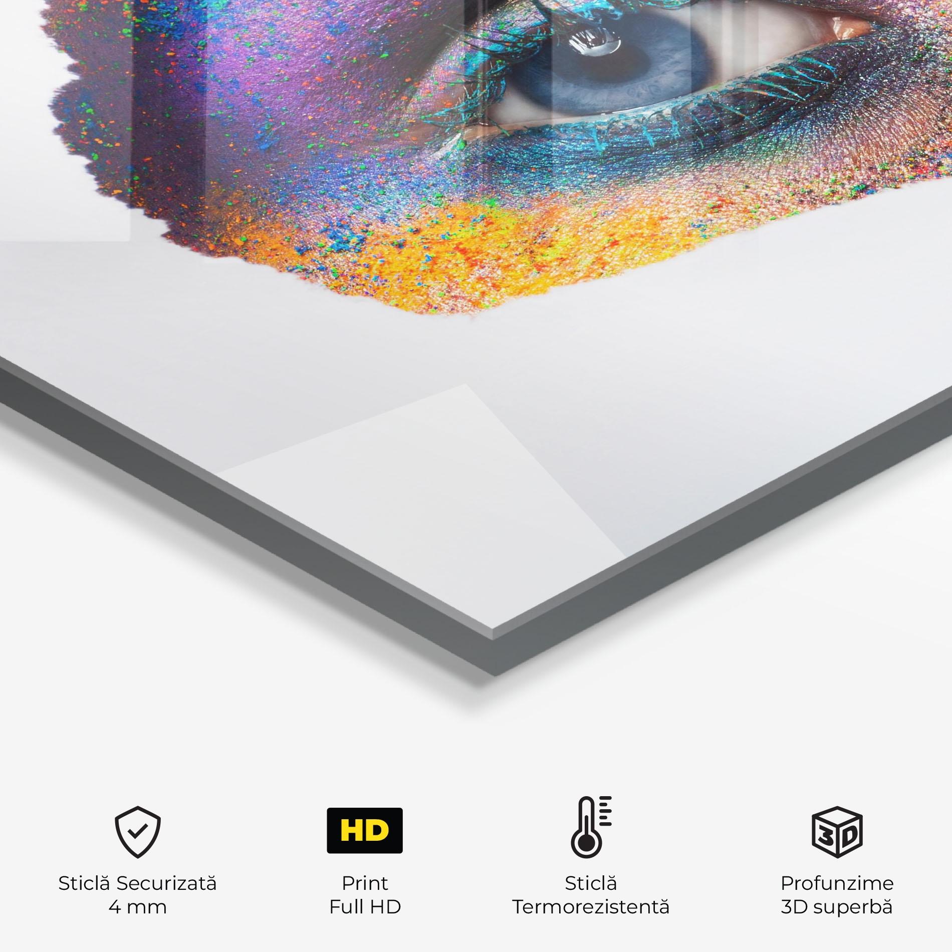 Panou Sticla Bucatarie Female Colourful Makeup mockup 2