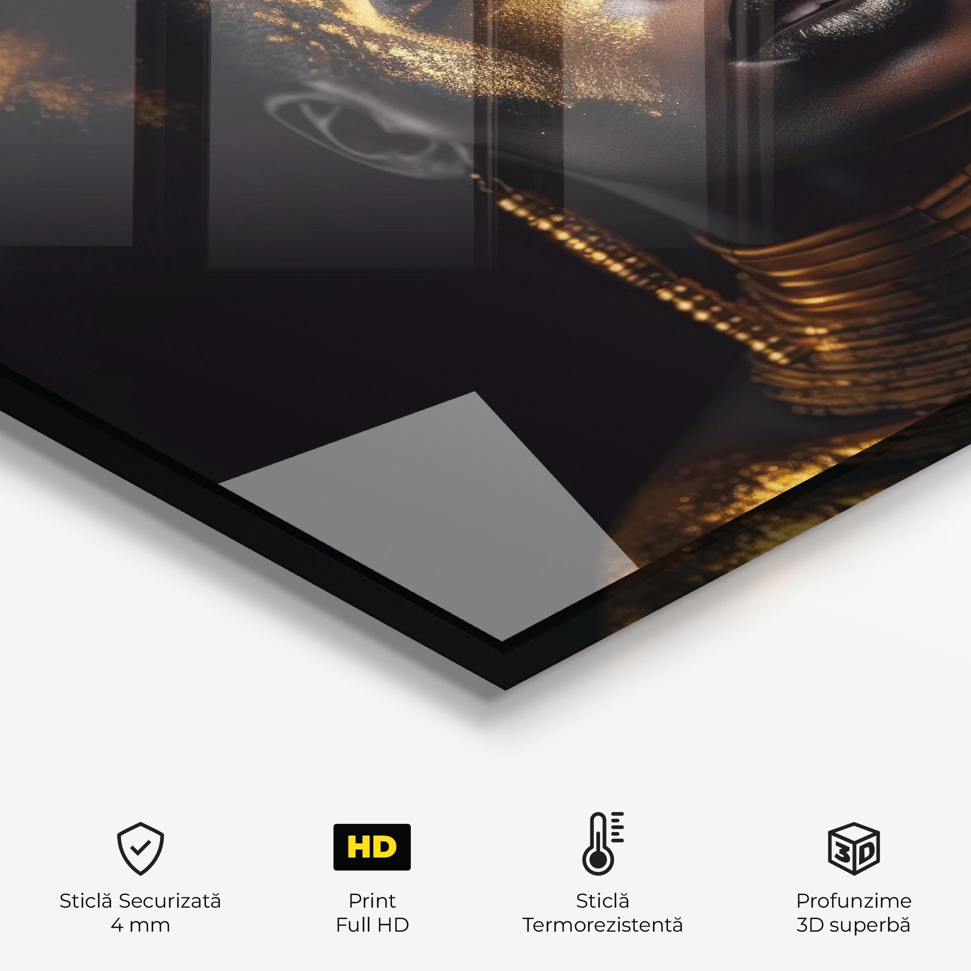 Panou Sticla Bucatarie Gold Makeup Black Lips mockup 2