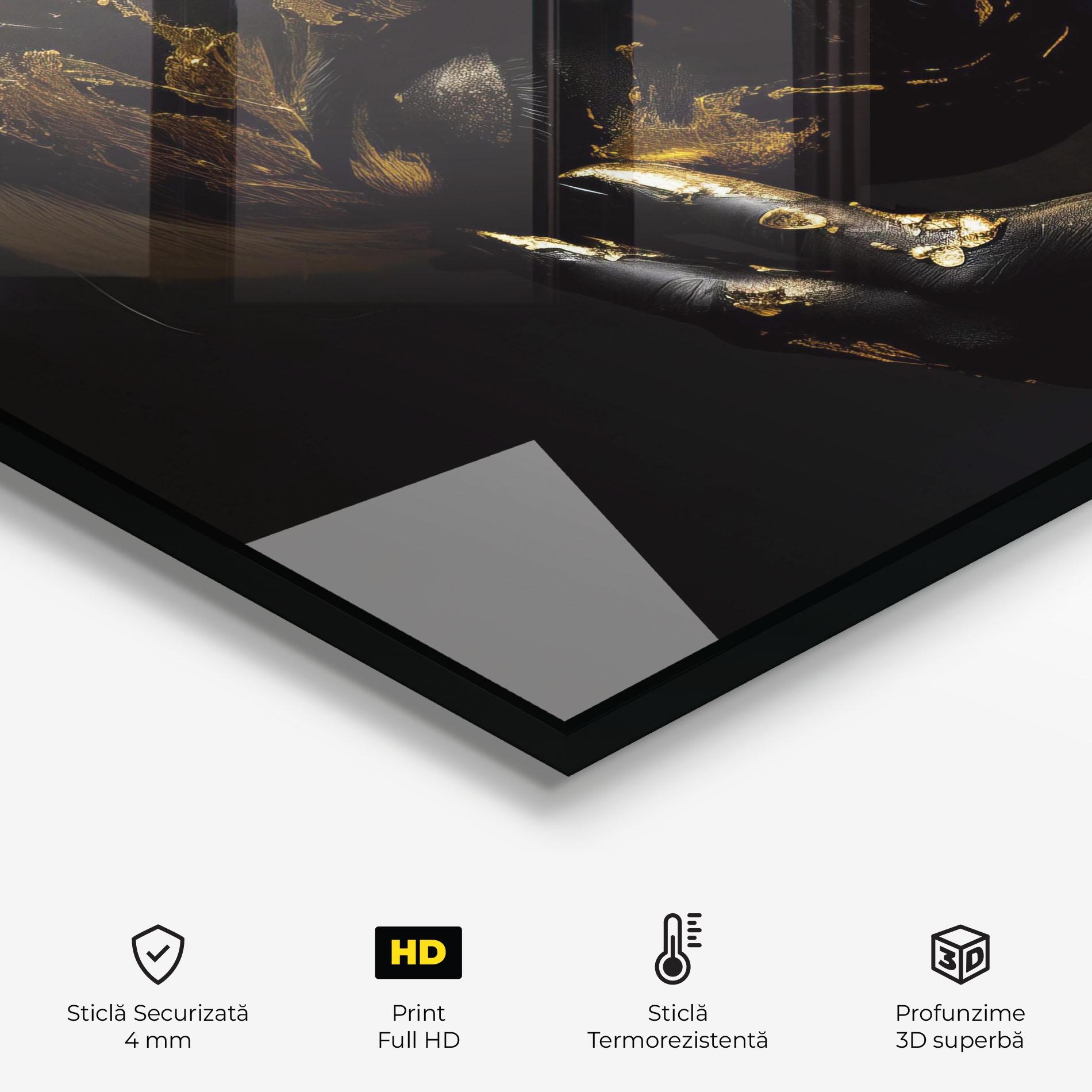 Panou Sticla Bucatarie Gold Makeup On Black mockup 2