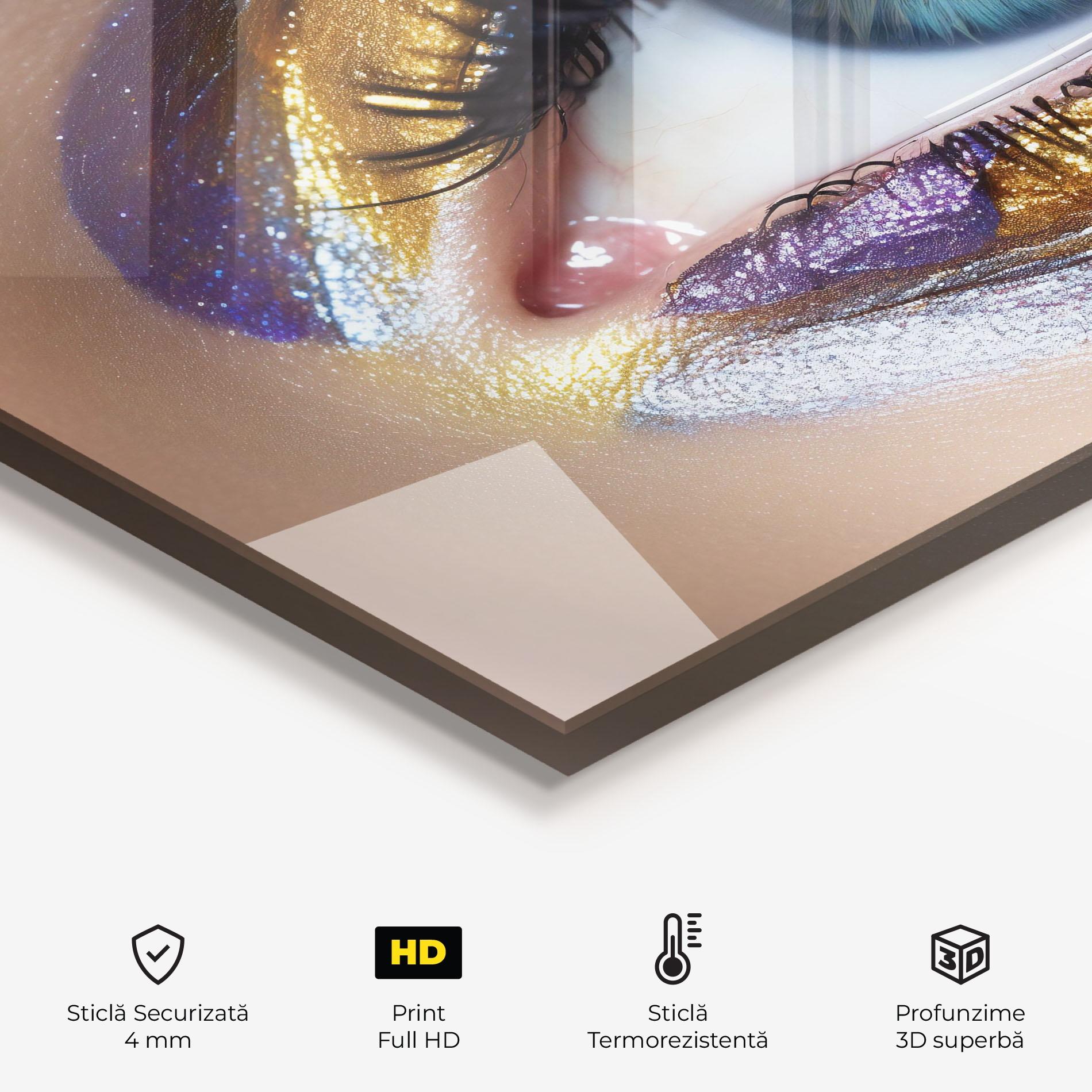 Panou Sticla Bucatarie Golden Purple Make Up mockup 2