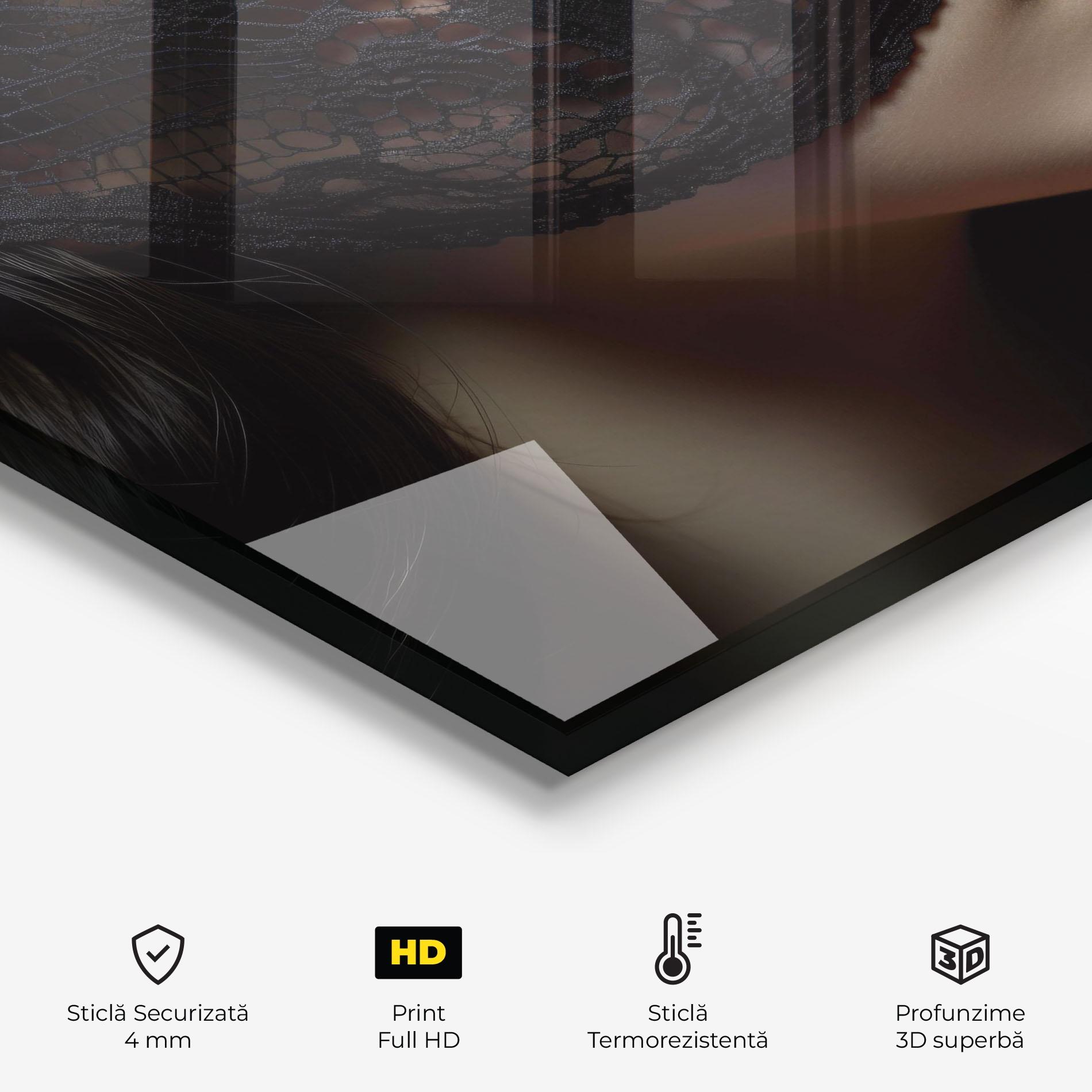 Panou Sticla Bucatarie Mysterious Girl mockup 2