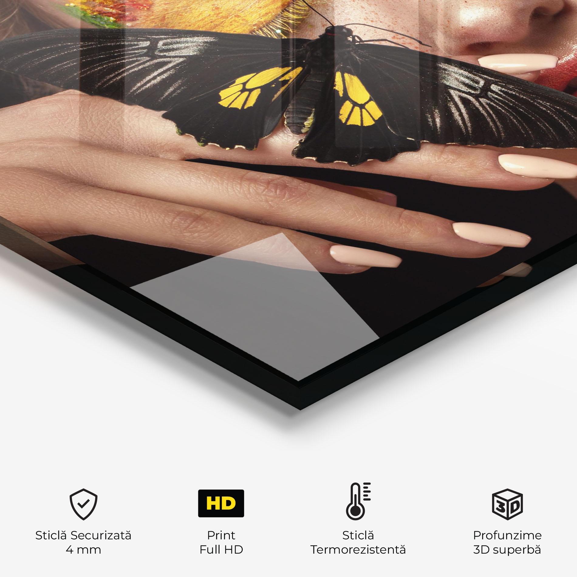 Panou Sticla Bucatarie Pretty Butterflu Makeup mockup 2