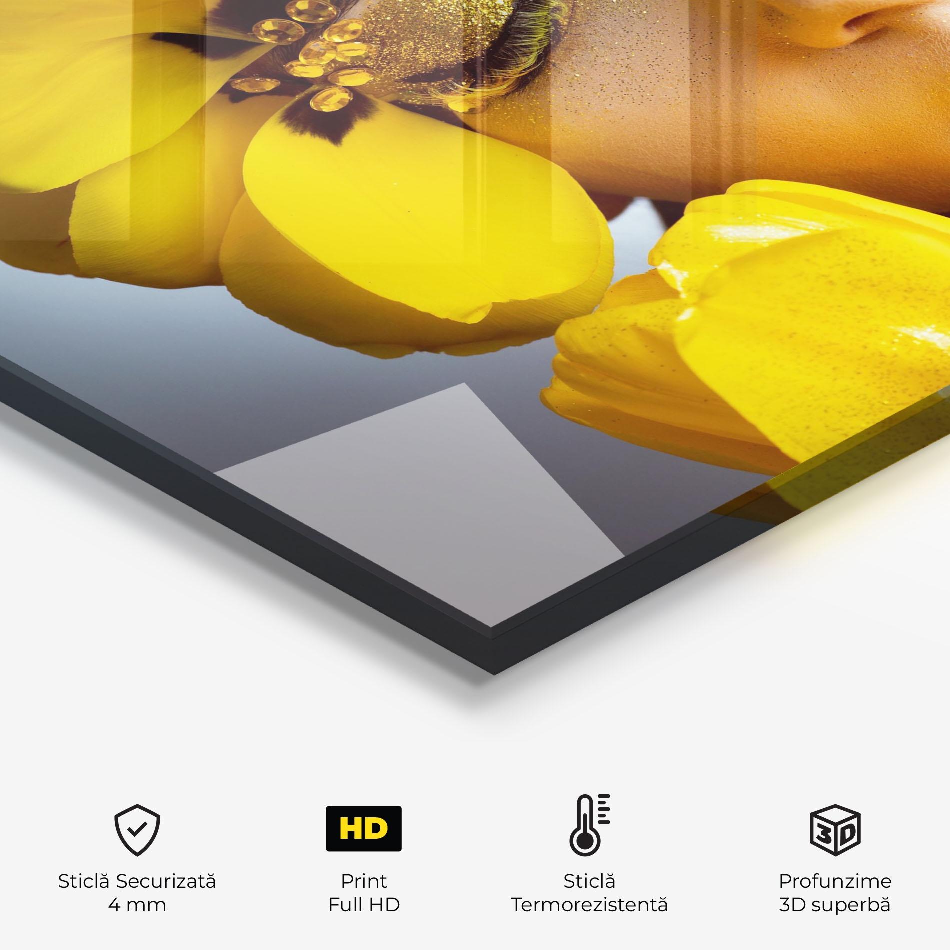 Panou Sticla Bucatarie Yellow Flowers Makeup mockup 2