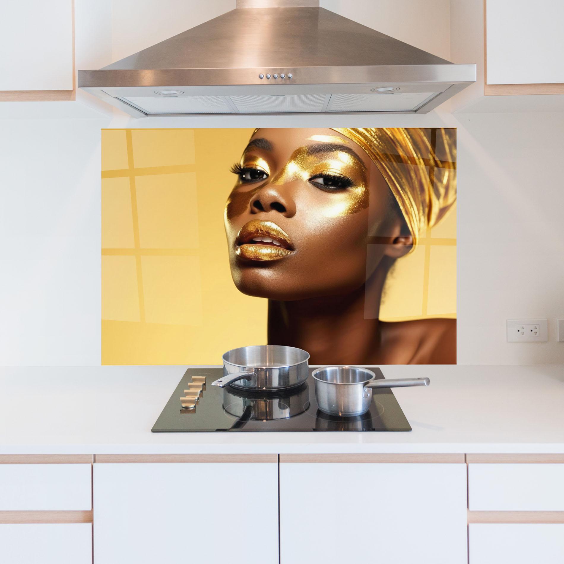 Panou Sticla Bucatarie Gold Headdress mockup 5