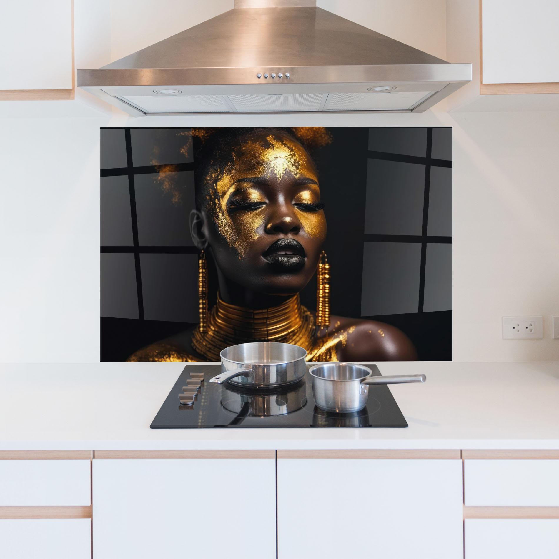 Panou Sticla Bucatarie Gold Makeup Black Lips mockup 5