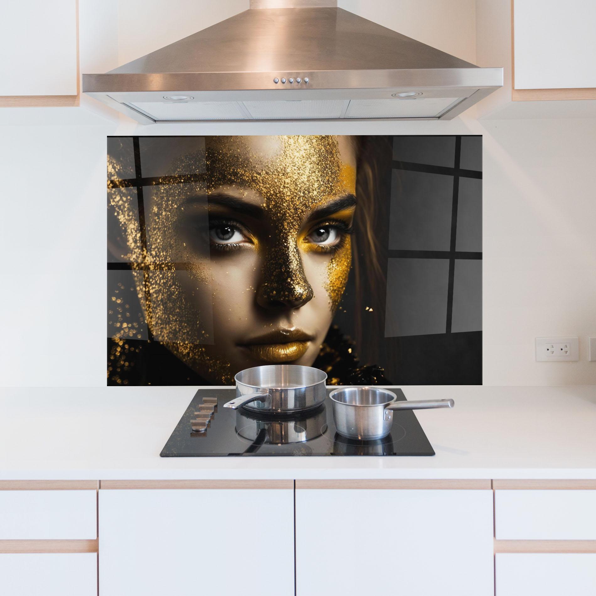 Panou Sticla Bucatarie Grey Cat Eye Makeup mockup 5