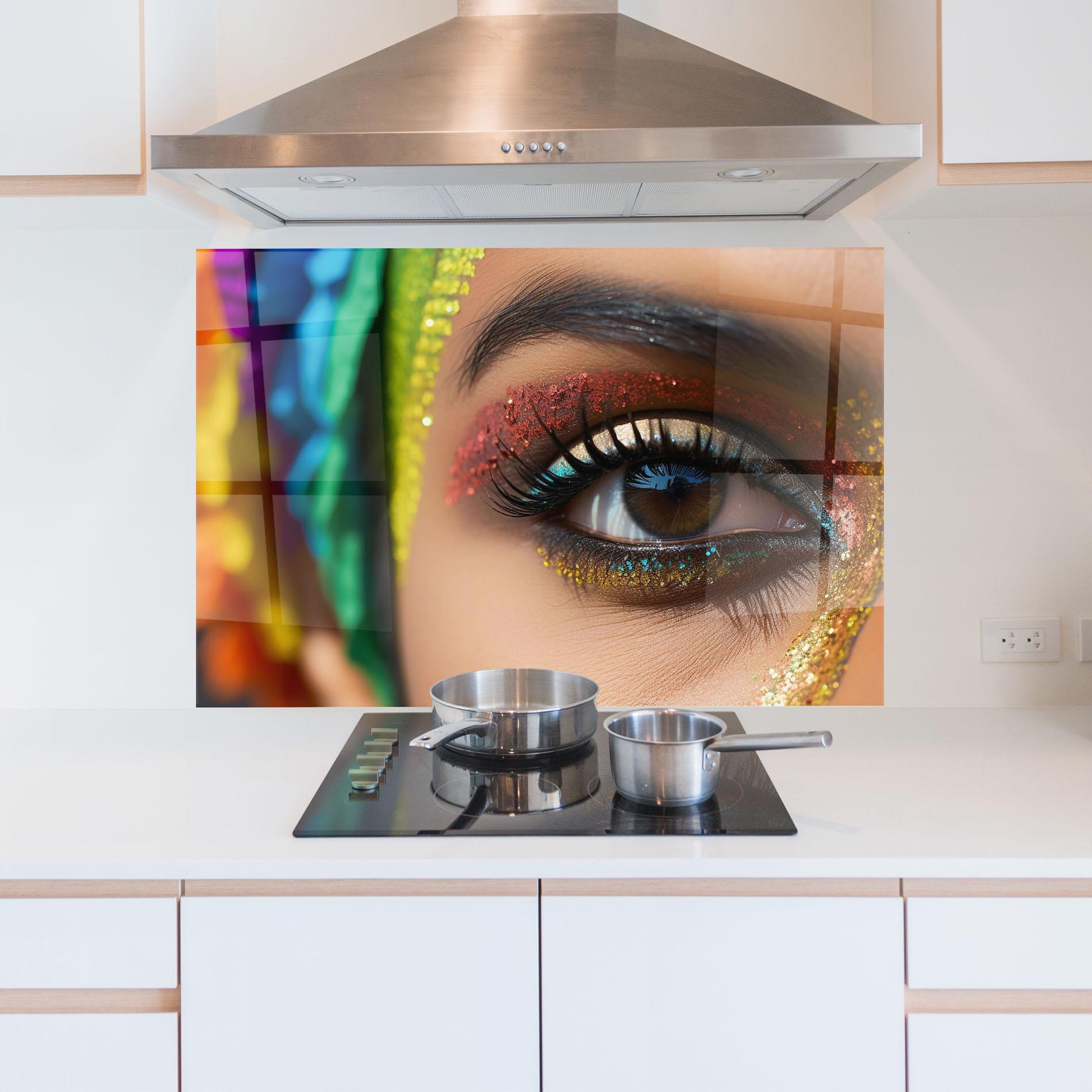 Panou Sticla Bucatarie Rainbow Pattern Makeup mockup 5