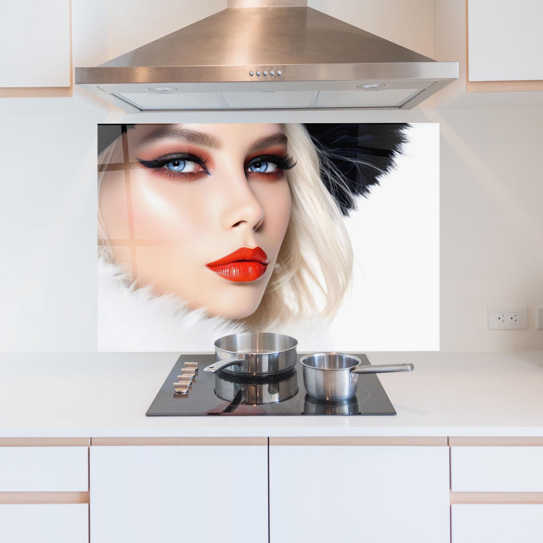 Panou Sticla Bucatarie White Hair Makeup mockup 5