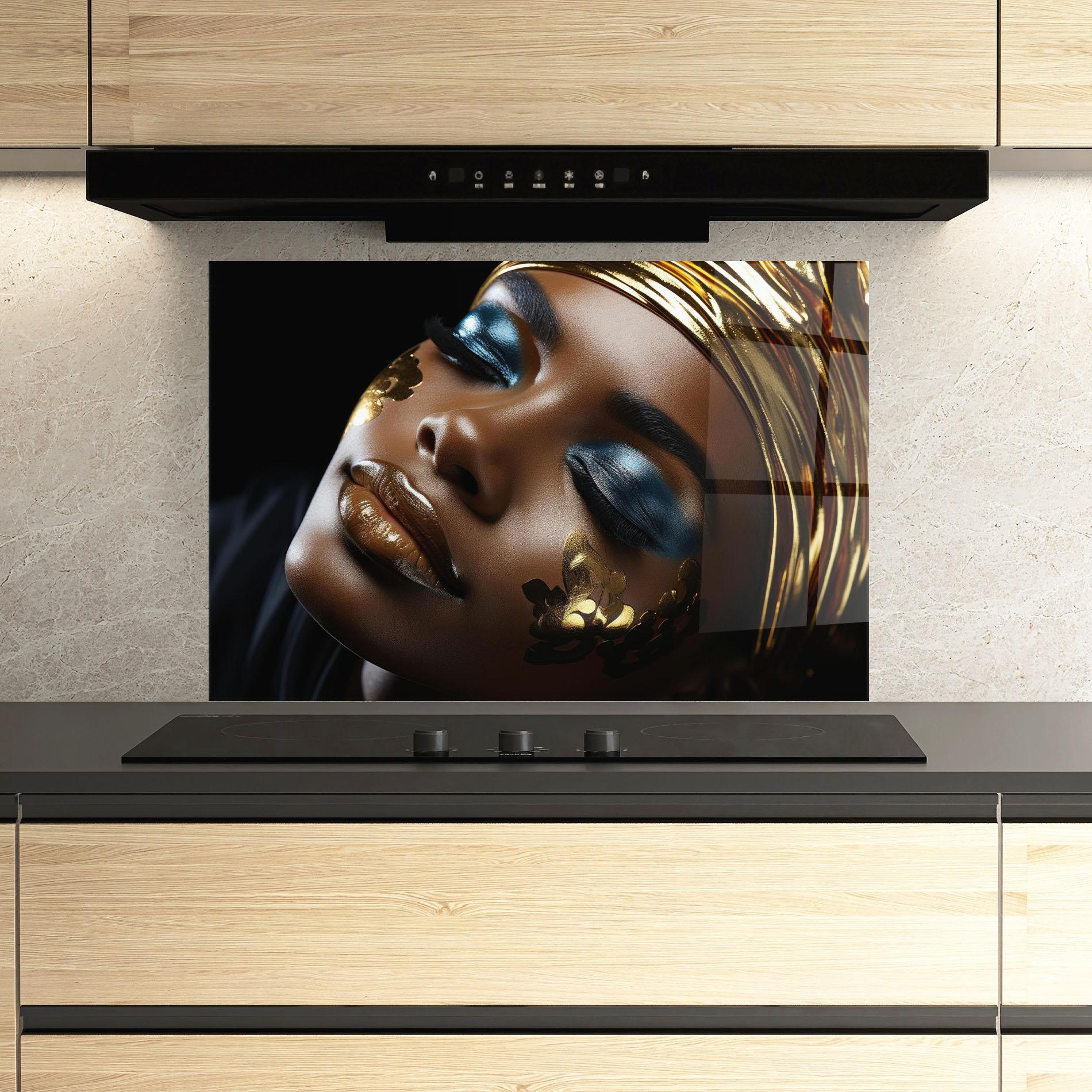 Panou Sticla Bucatarie Dark Blue Makeup mockup 3