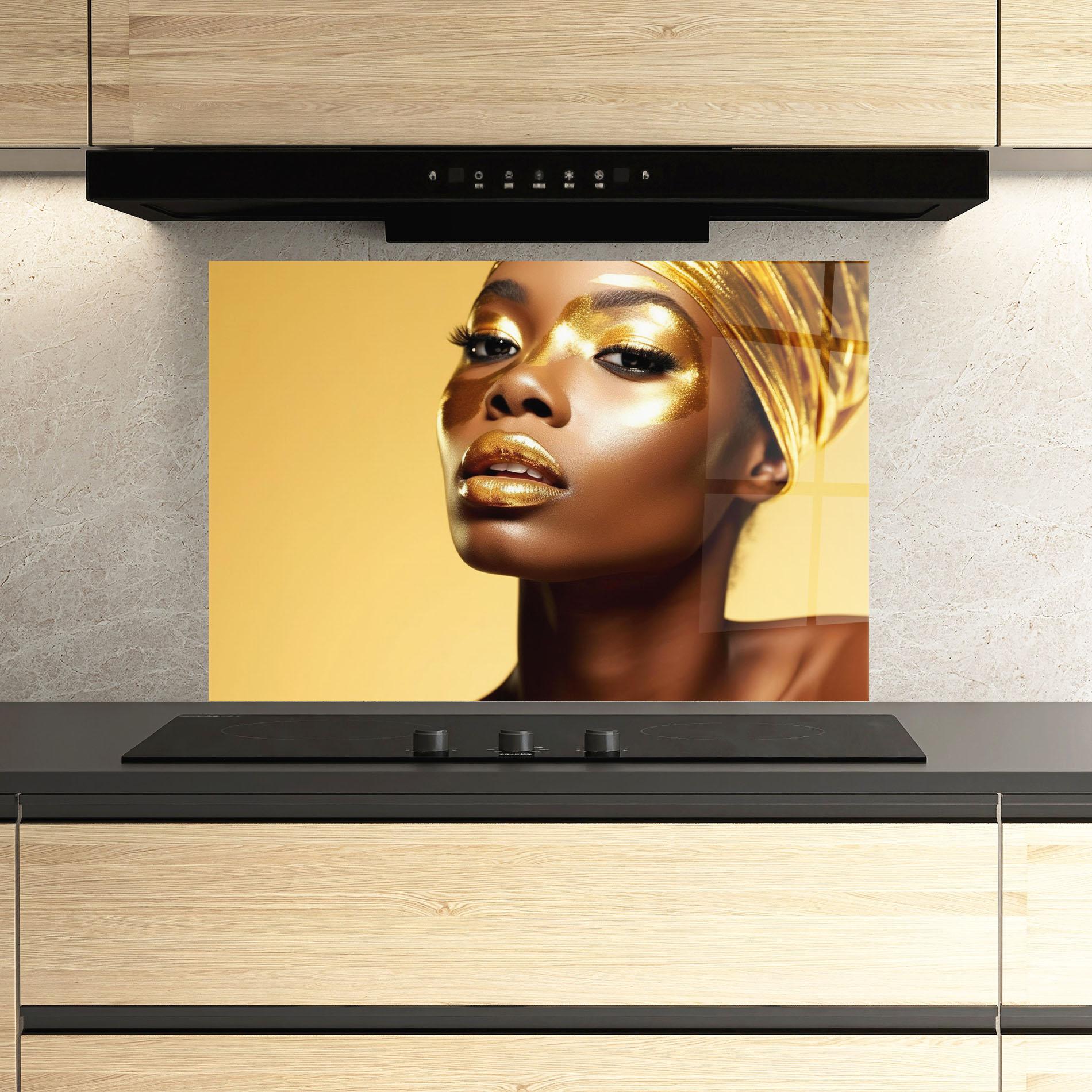 Panou Sticla Bucatarie Gold Headdress mockup 3