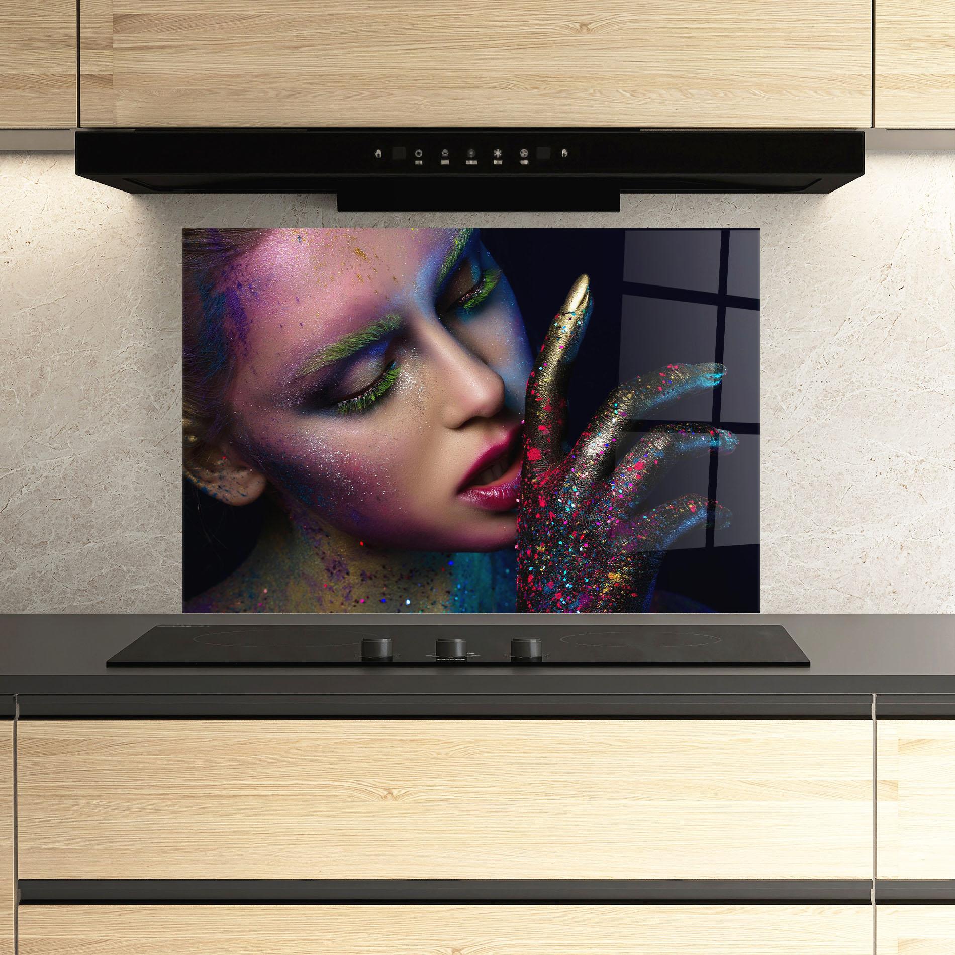 Panou Sticla Bucatarie Green Eyelashes mockup 3