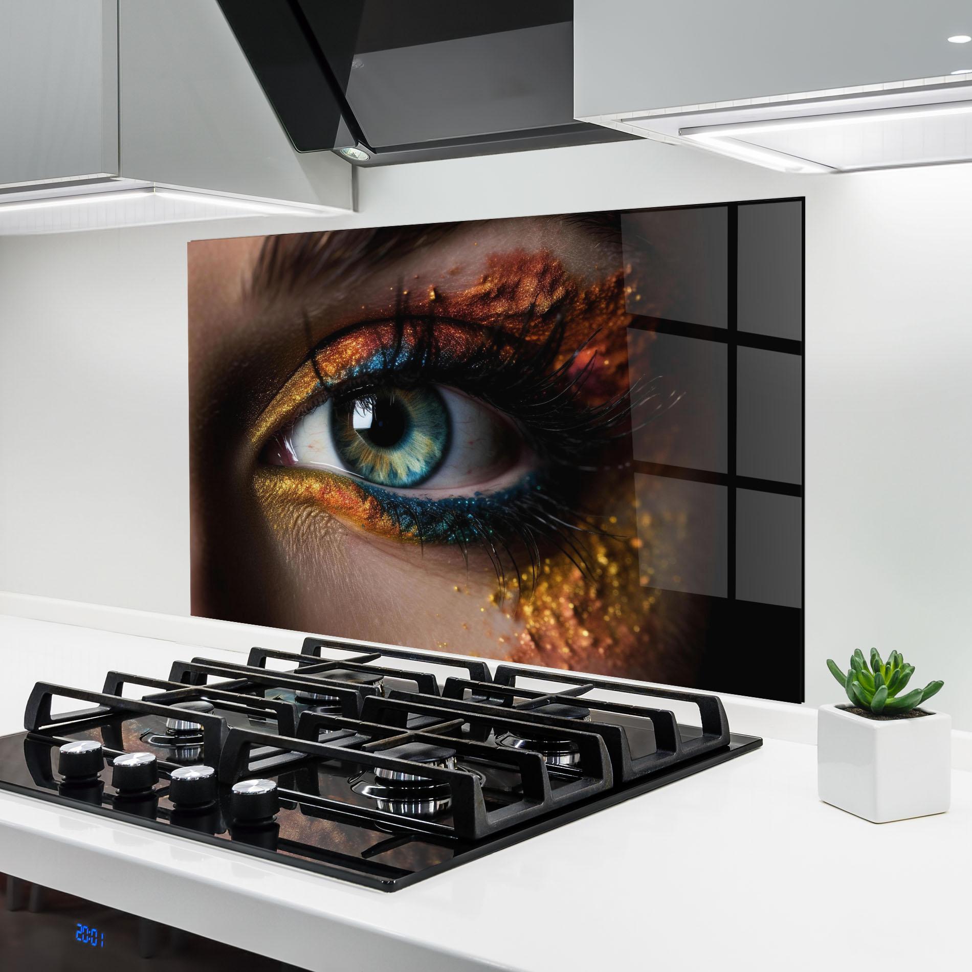 Panou Sticla Bucatarie Blue Green Eye Makeup mockup 6