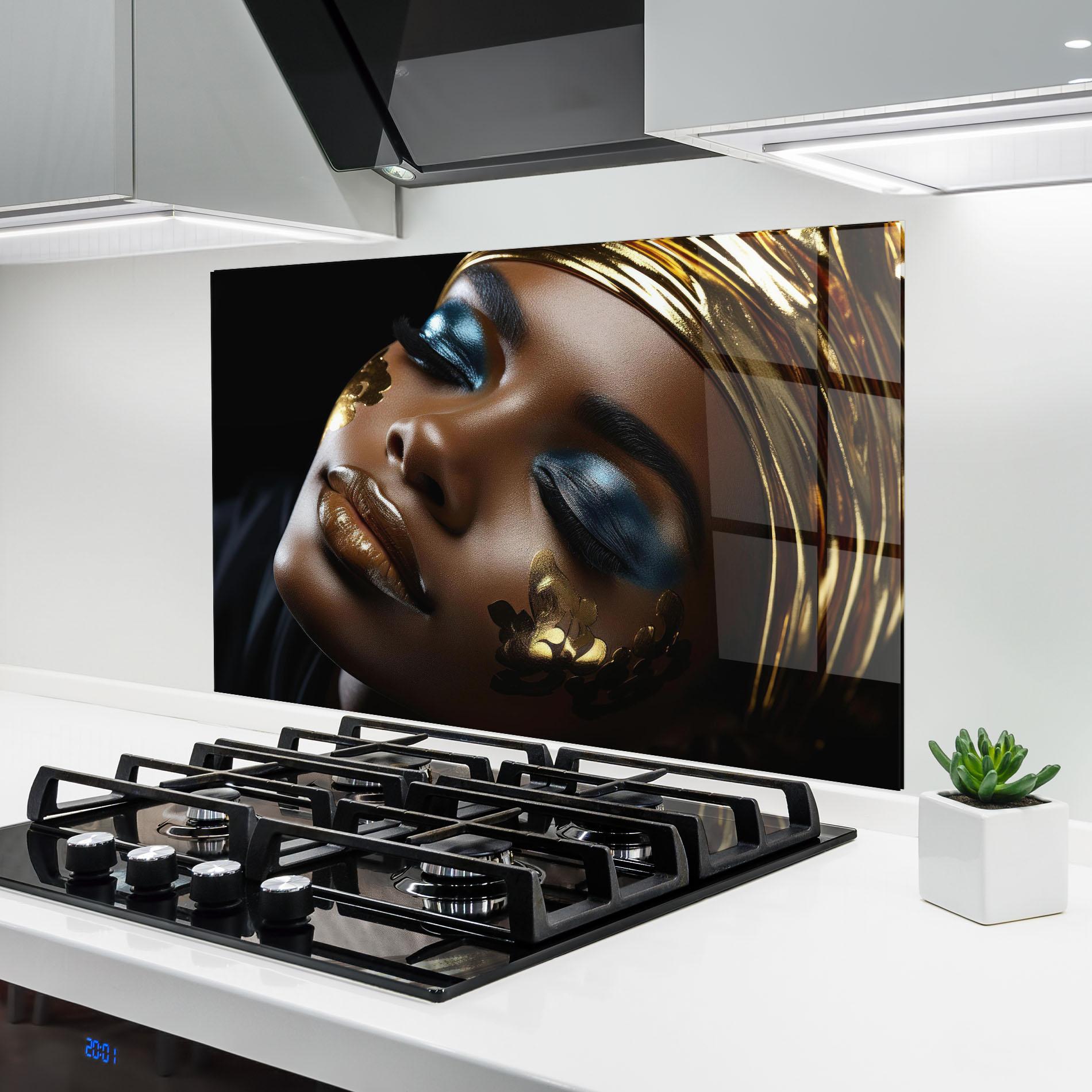 Panou Sticla Bucatarie Dark Blue Makeup mockup 6