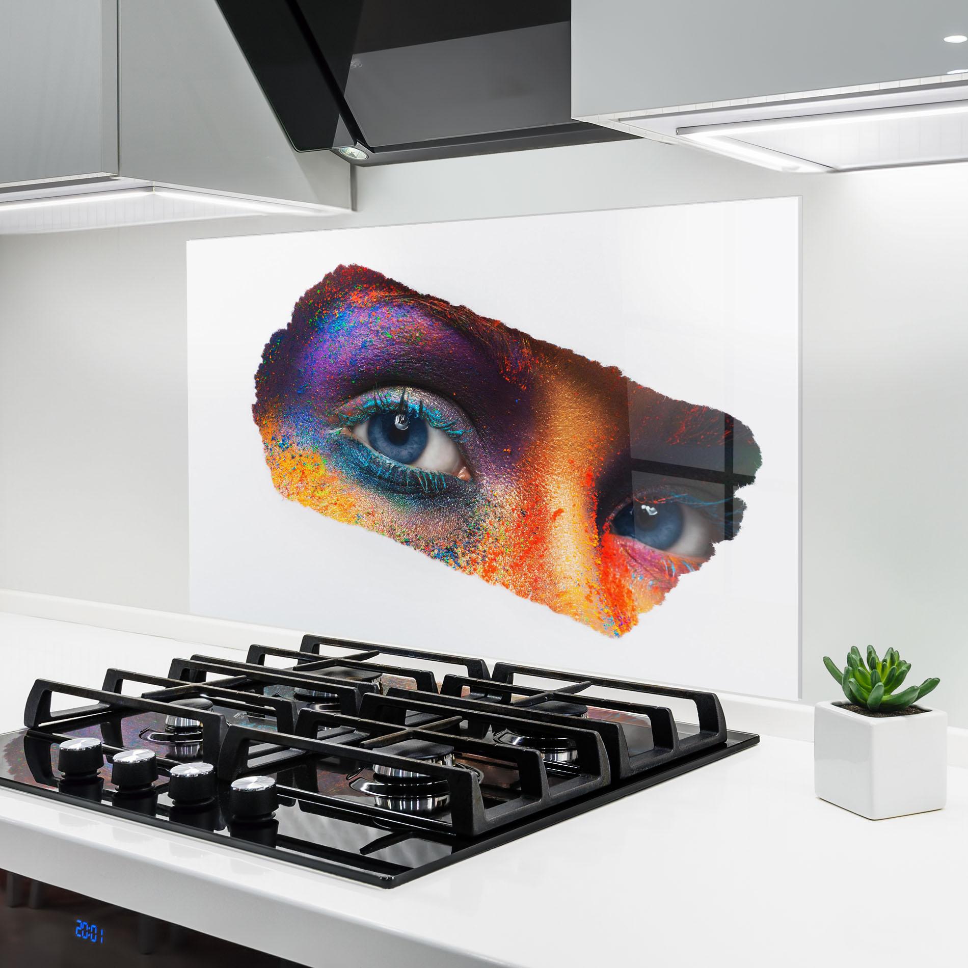 Panou Sticla Bucatarie Female Colourful Makeup mockup 6