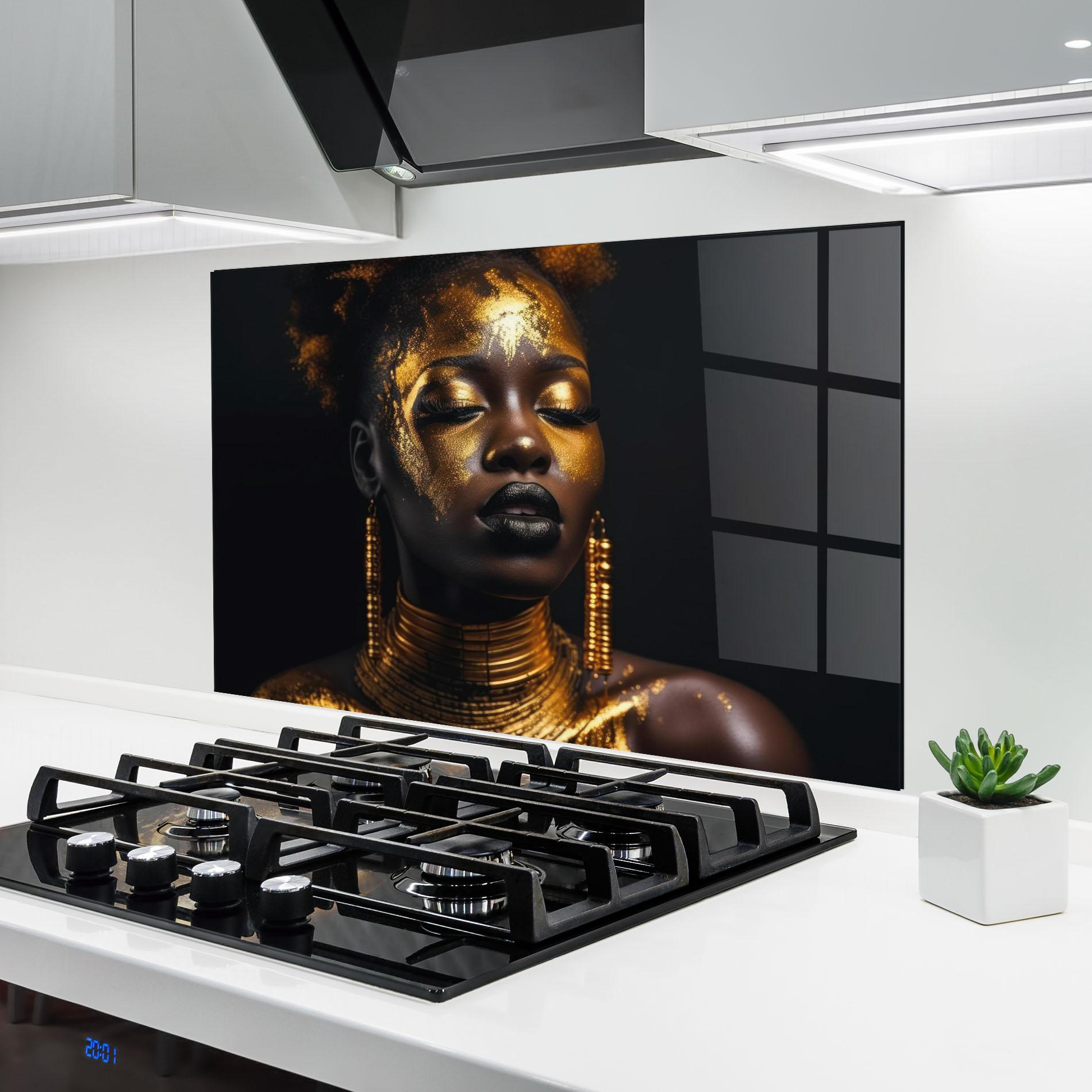 Panou Sticla Bucatarie Gold Makeup Black Lips mockup 6