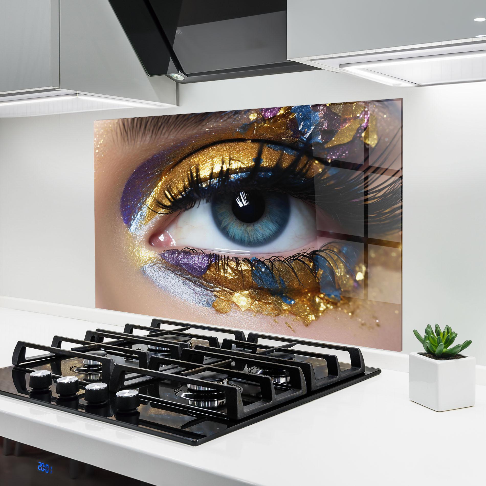 Panou Sticla Bucatarie Golden Purple Make Up mockup 6