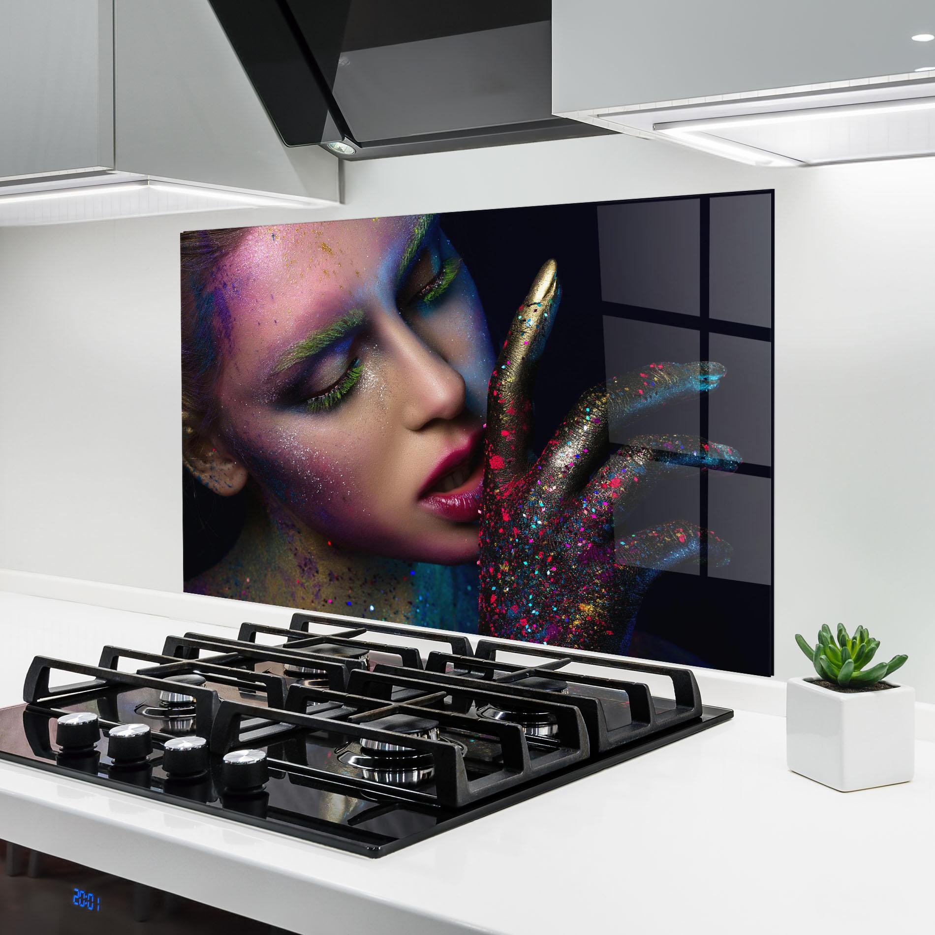 Panou Sticla Bucatarie Green Eyelashes mockup 6