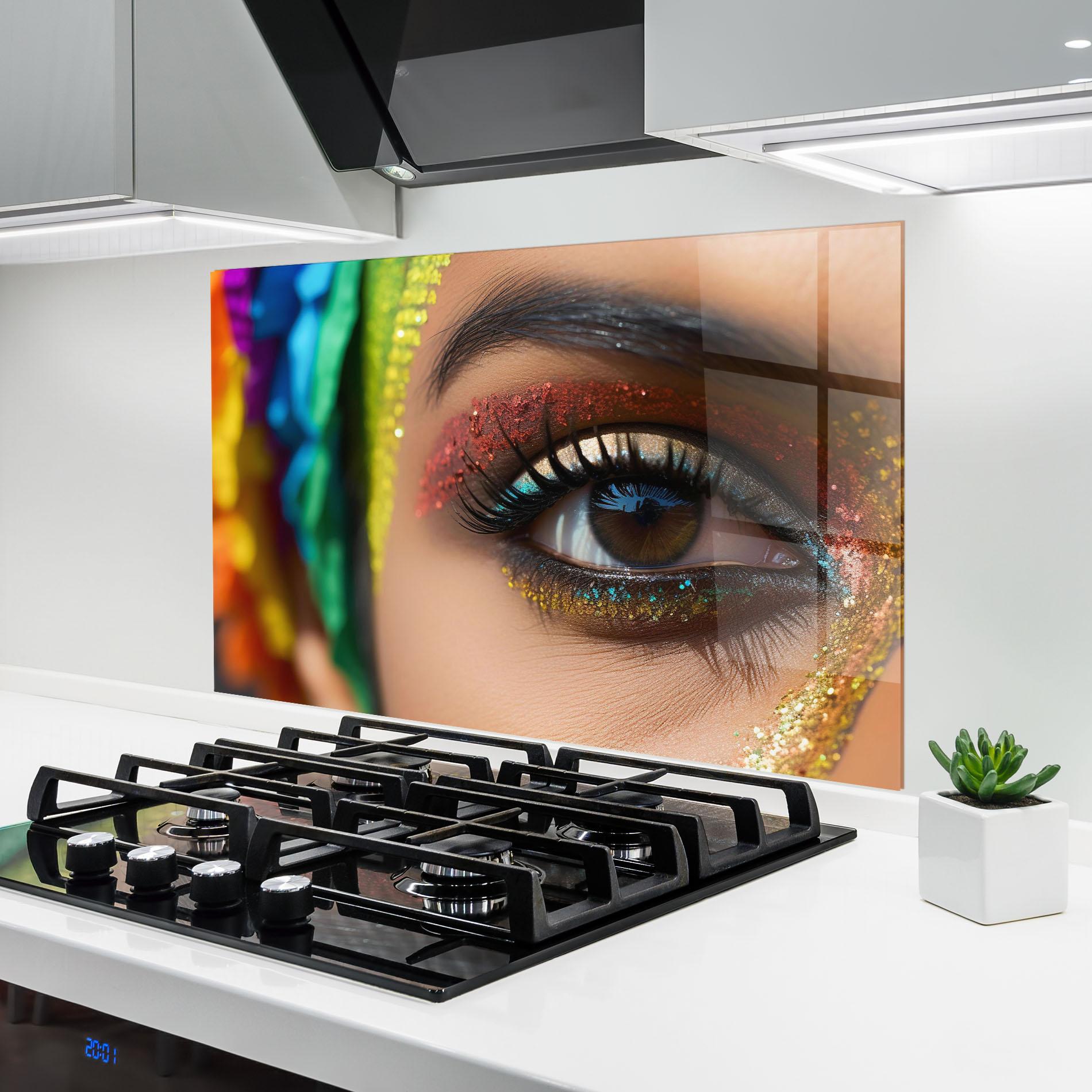 Panou Sticla Bucatarie Rainbow Pattern Makeup mockup 6