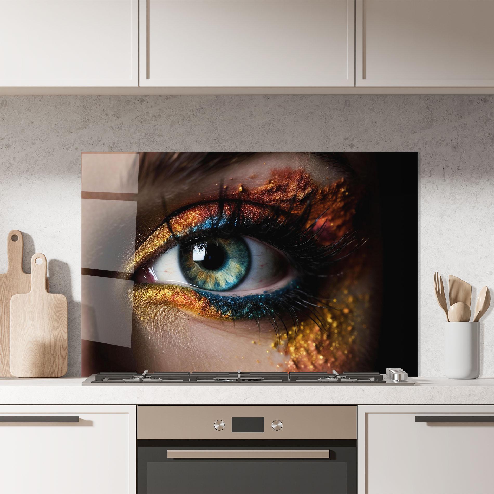 Panou Sticla Bucatarie Blue Green Eye Makeup mockup 7