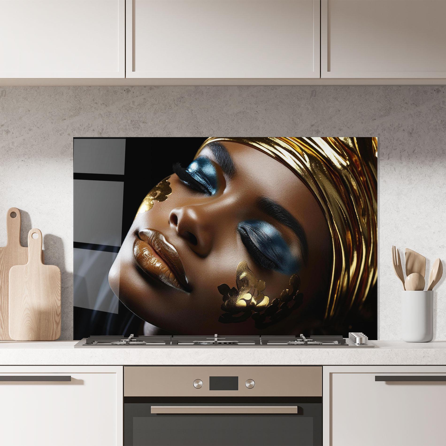 Panou Sticla Bucatarie Dark Blue Makeup mockup 7