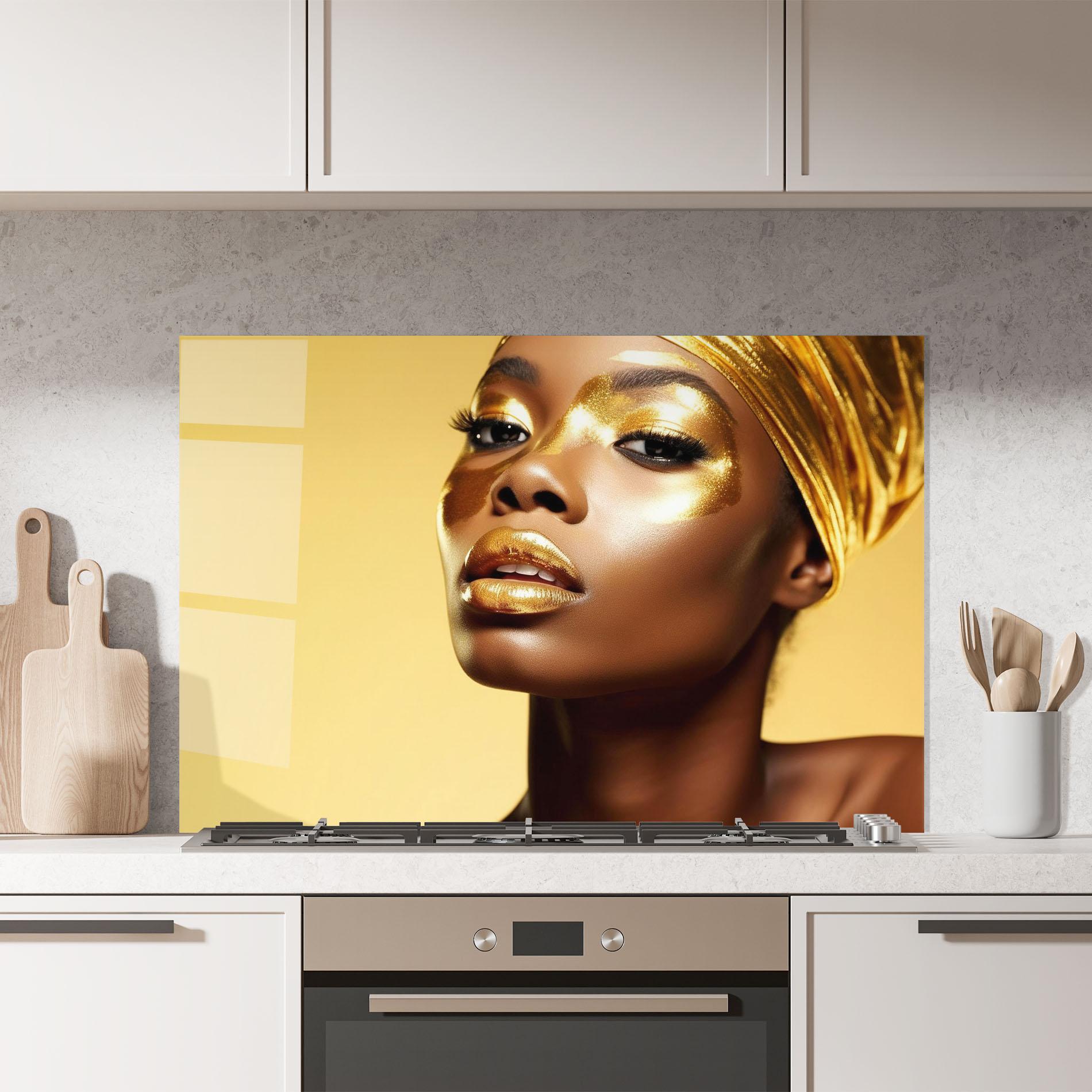 Panou Sticla Bucatarie Gold Headdress mockup 7