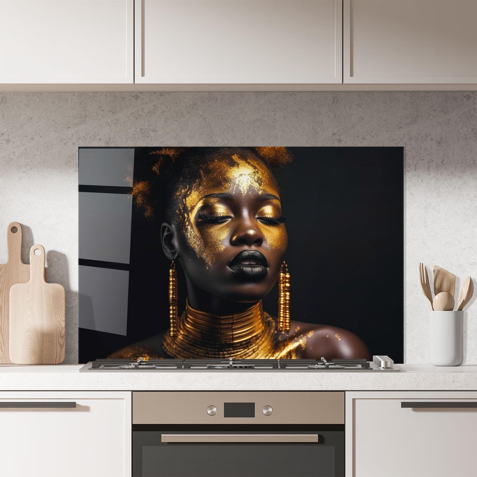 Panou Sticla Bucatarie Gold Makeup Black Lips mockup 7