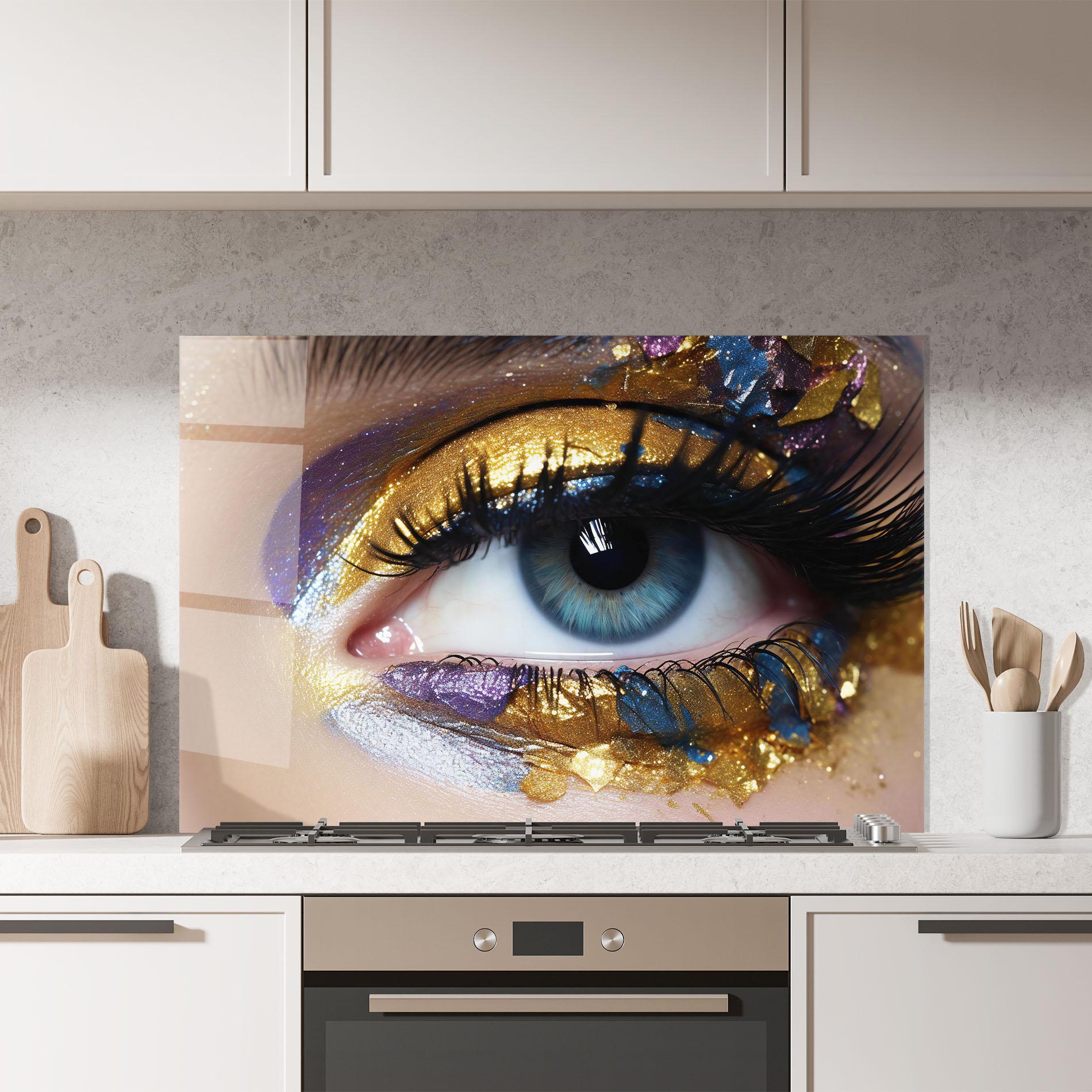 Panou Sticla Bucatarie Golden Purple Make Up mockup 7