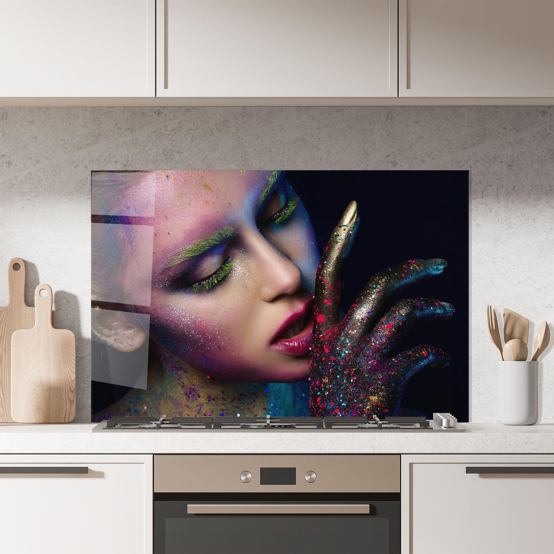 Panou Sticla Bucatarie Green Eyelashes mockup 7