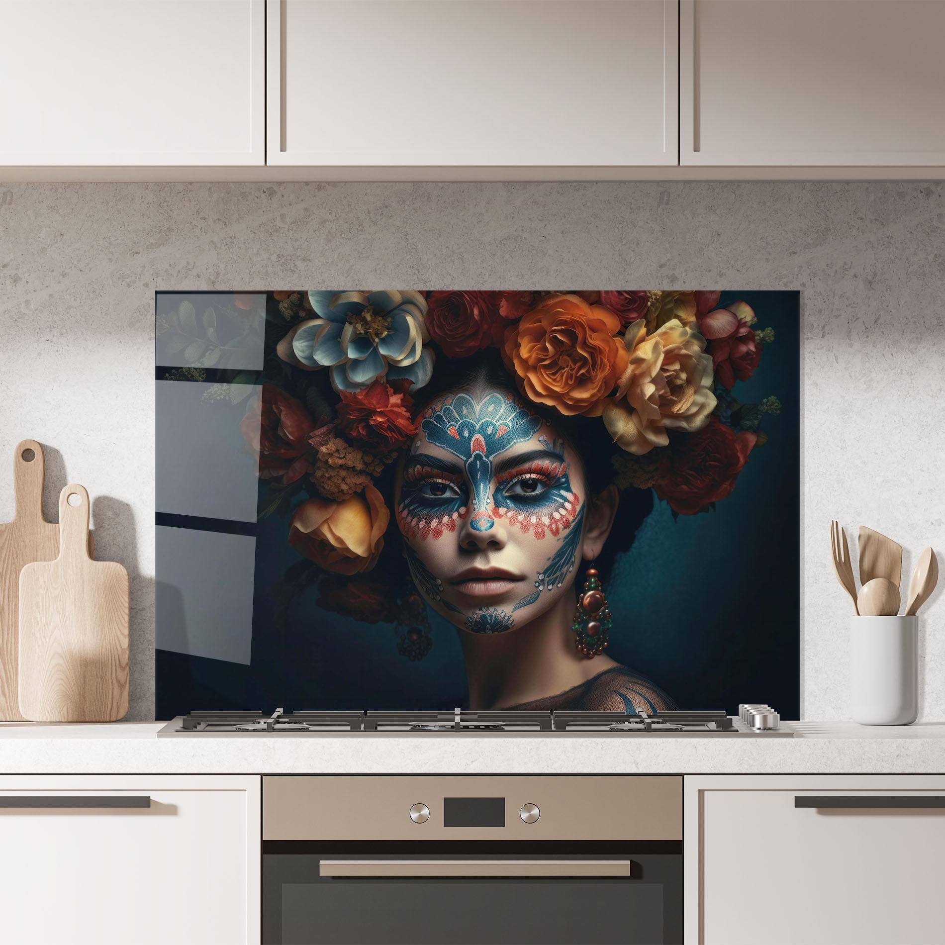 Panou Sticla Bucatarie Skull Makeup mockup 7