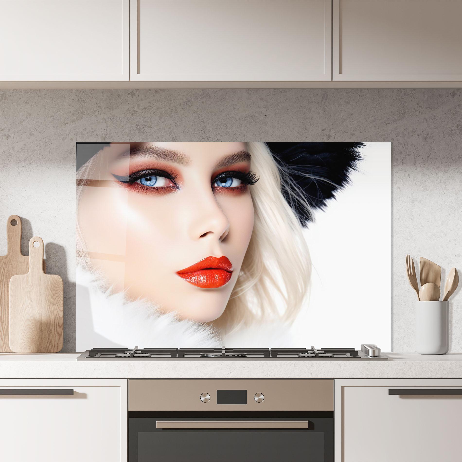 Panou Sticla Bucatarie White Hair Makeup mockup 7