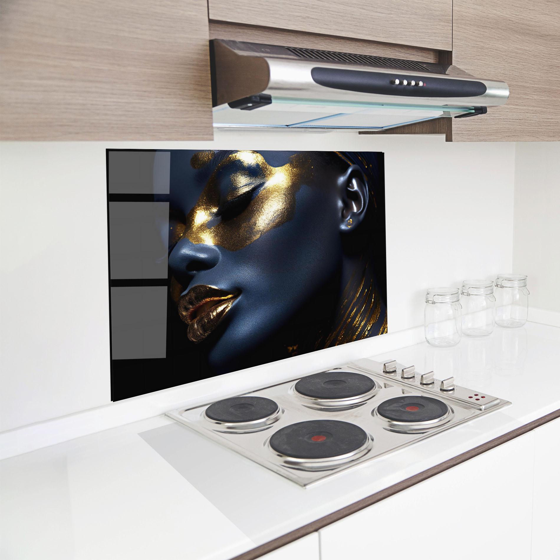 Panou Sticla Bucatarie Blue Gold Face mockup 8